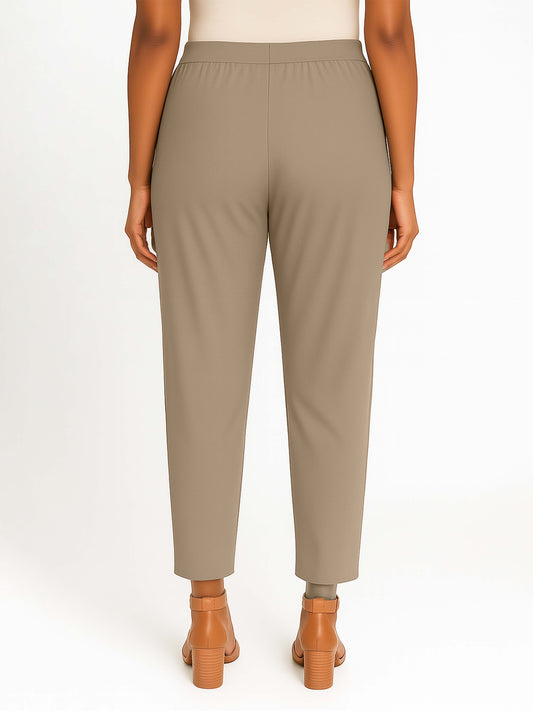 Oxford Tan Women's Solid Cotton Lycra Kurti Pant