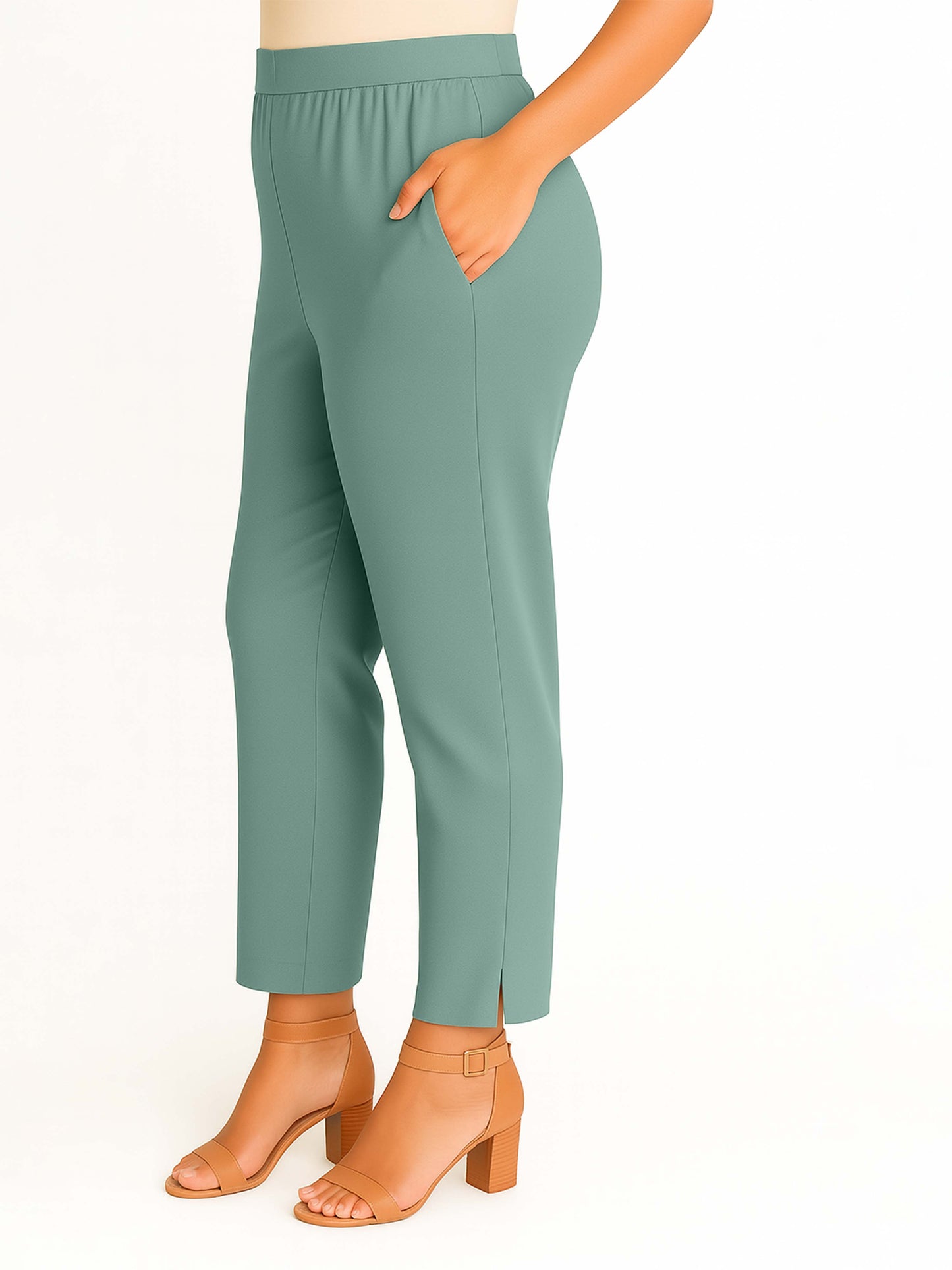 Steel Green Women's Solid Cotton Lycra Kurti Pant