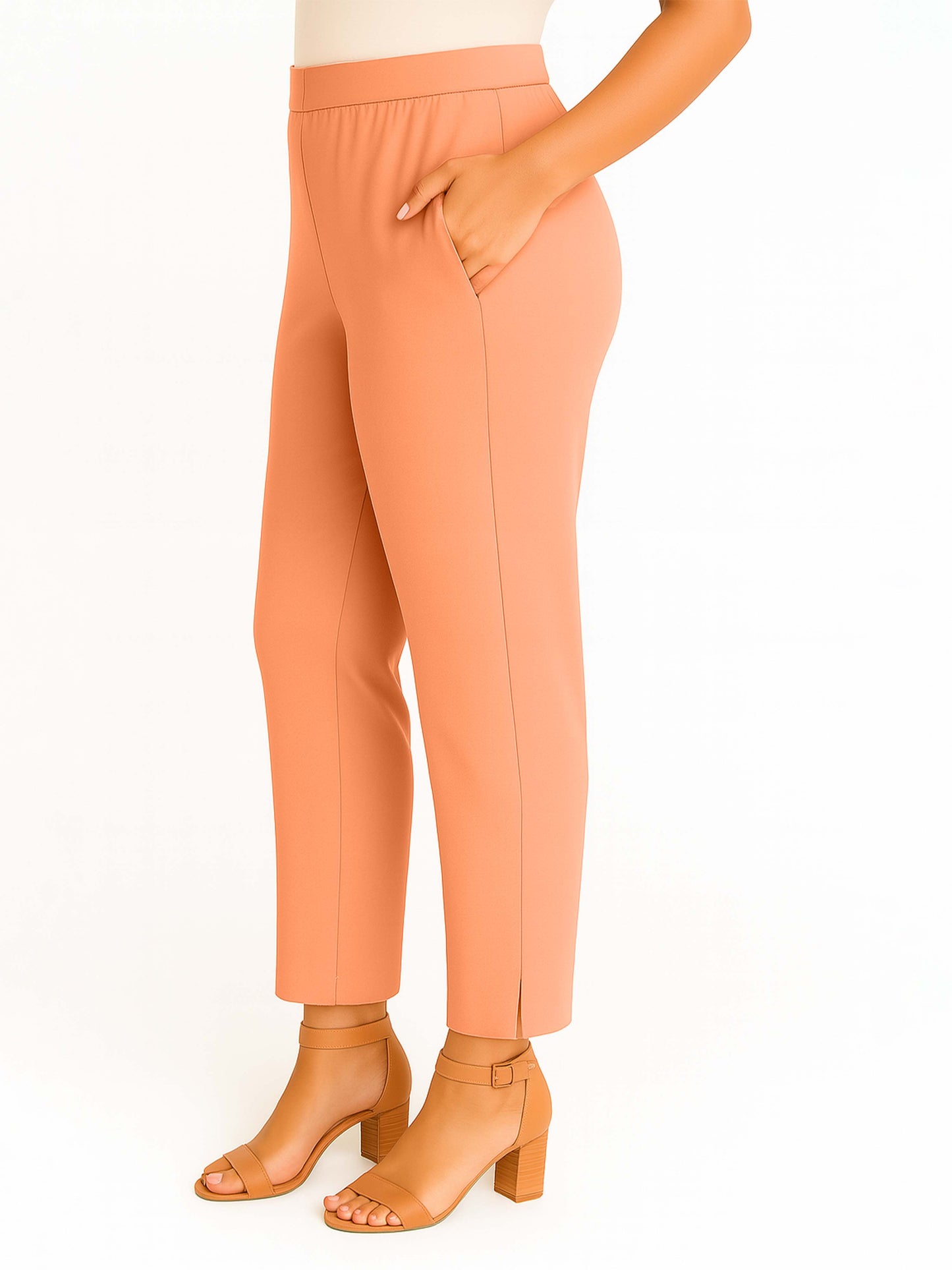Salmon Buff Women's Solid Cotton Lycra Kurti Pant