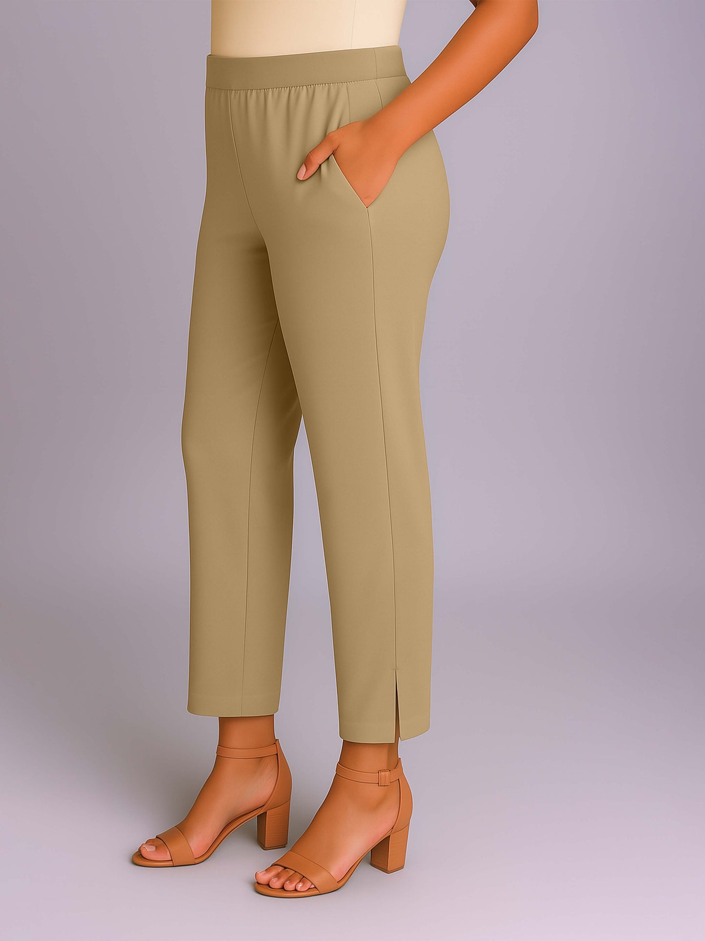 Fawn Women's Solid Cotton Lycra Kurti Pant
