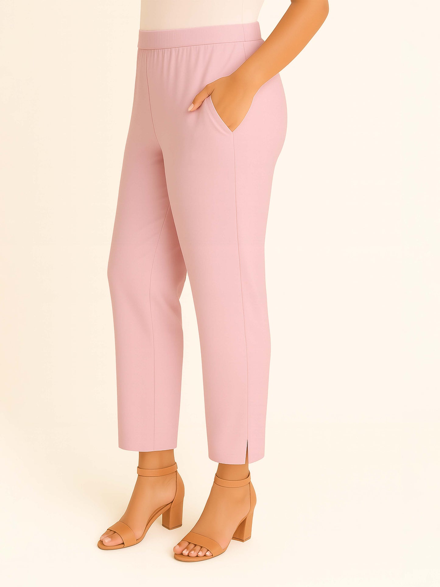 Rose Pink Women's Solid Cotton Lycra Kurti Pant