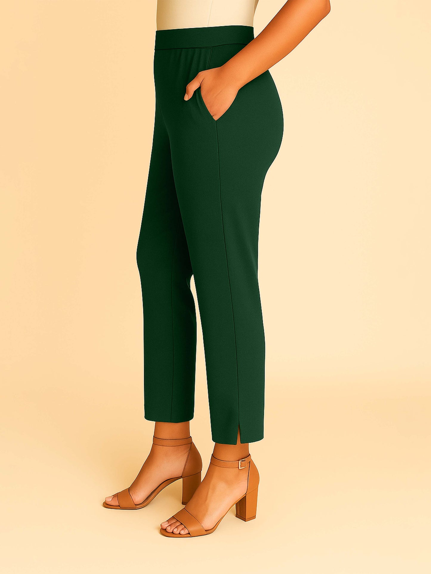 Hunter Green Women's Solid Cotton Lycra Kurti Pant