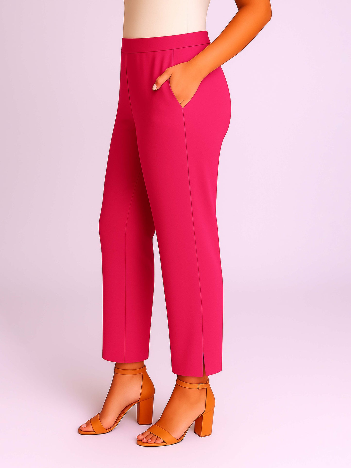 Fuchsia Women's Solid Cotton Lycra Kurti Pant