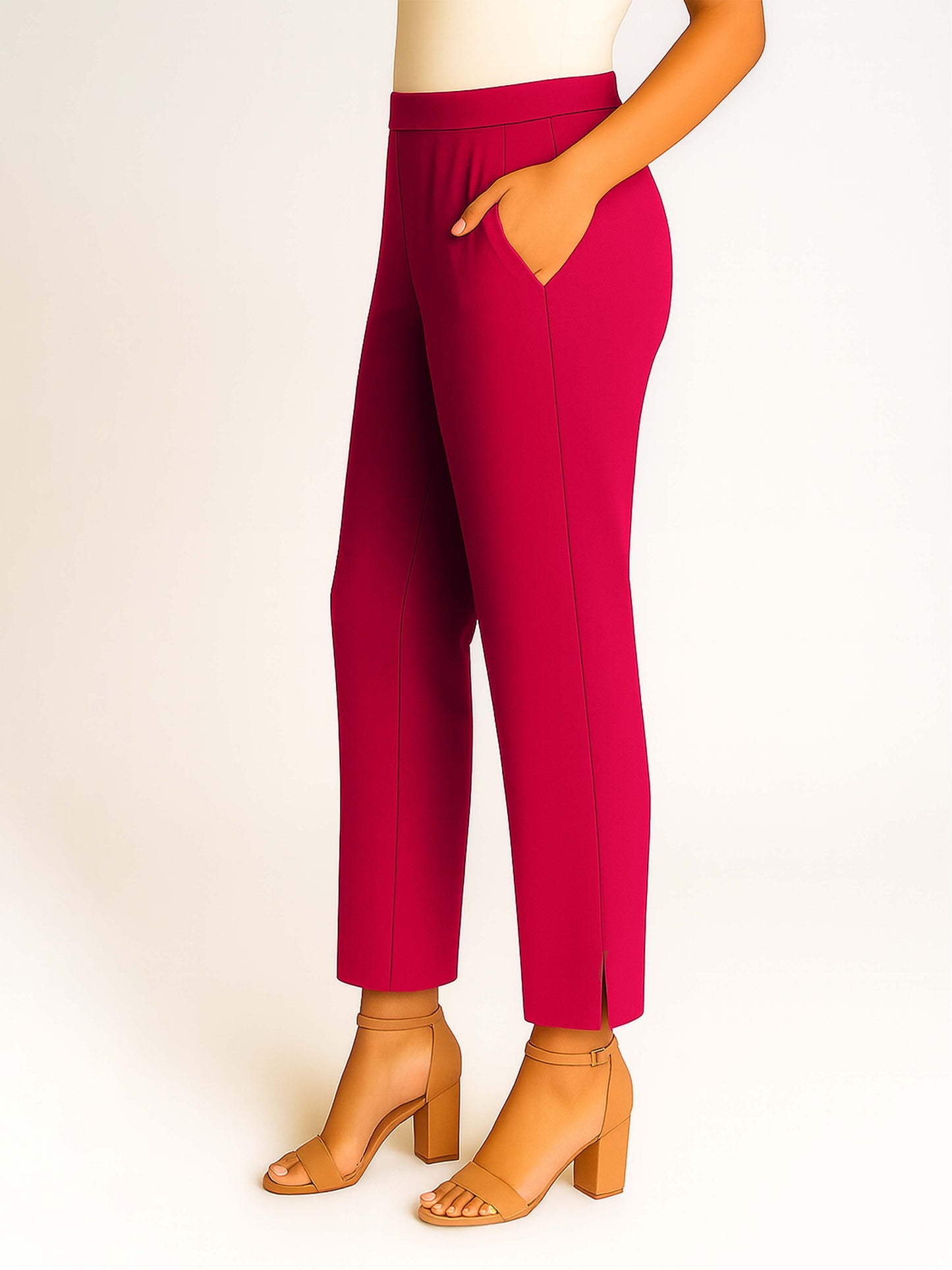 Bubblegum Pink Women's Solid Cotton Lycra Kurti Pant