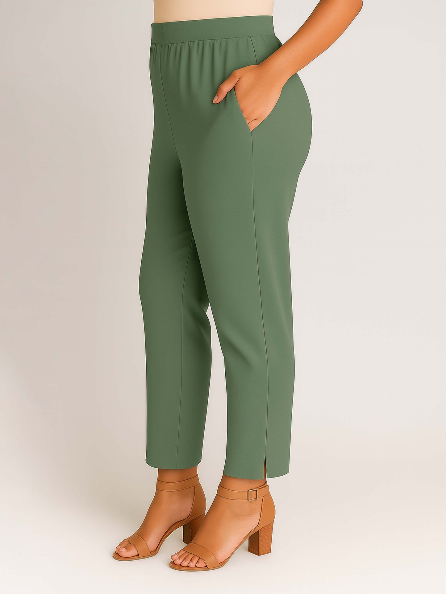 Paradise Green Women's Solid Cotton Lycra Kurti Pant