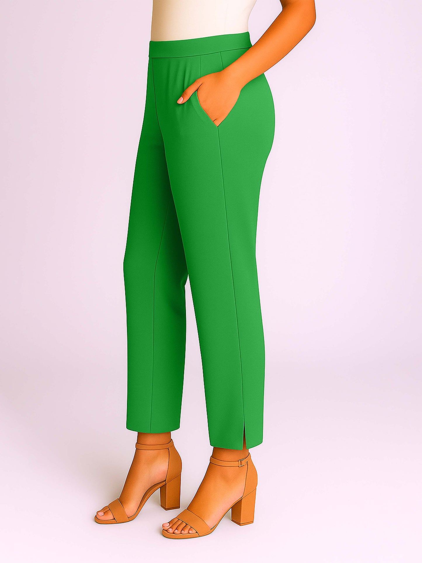 Light Green Women's Solid Cotton Lycra Kurti Pant