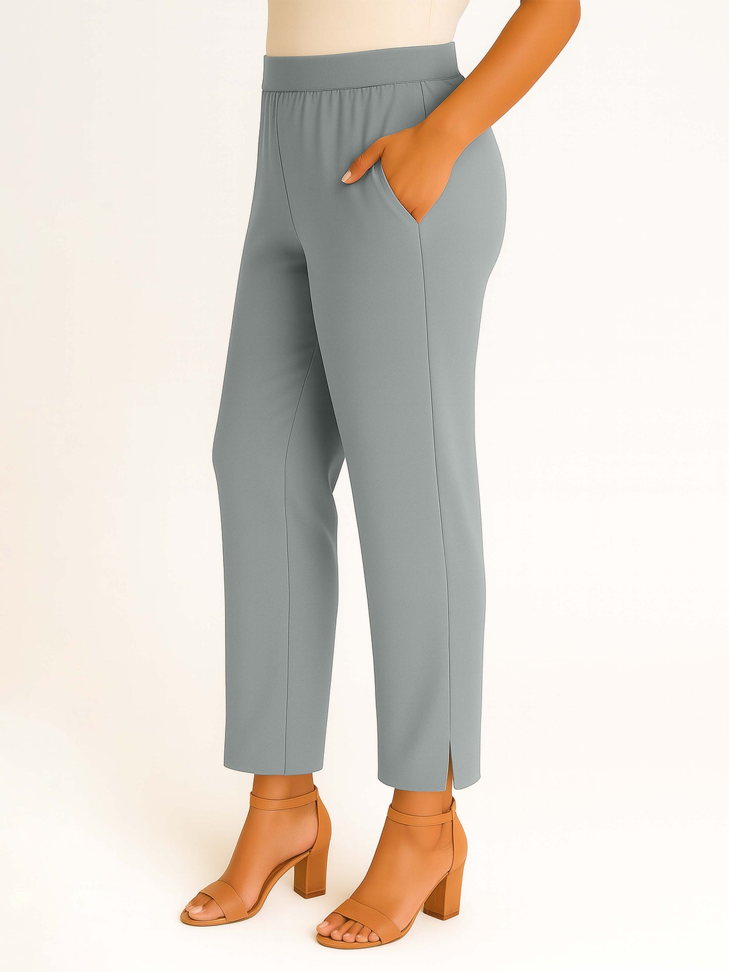 Limestone Women's Solid Cotton Lycra Kurti Pant