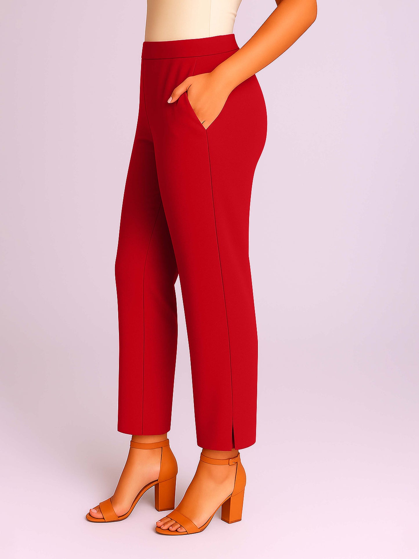 Sinduri Red Women's Solid Cotton Lycra Kurti Pant