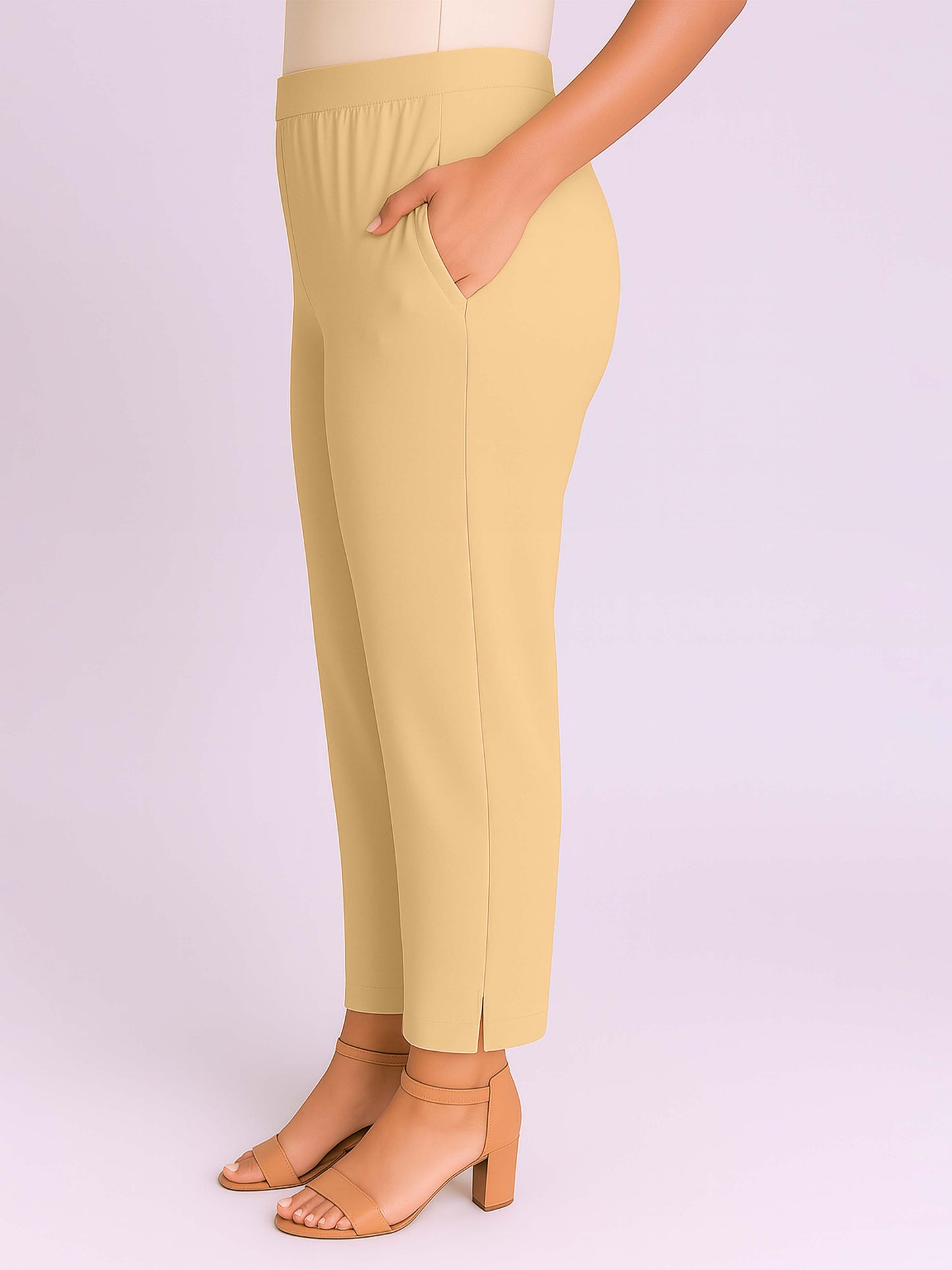 Moth Women's Solid Cotton Lycra Kurti Pant