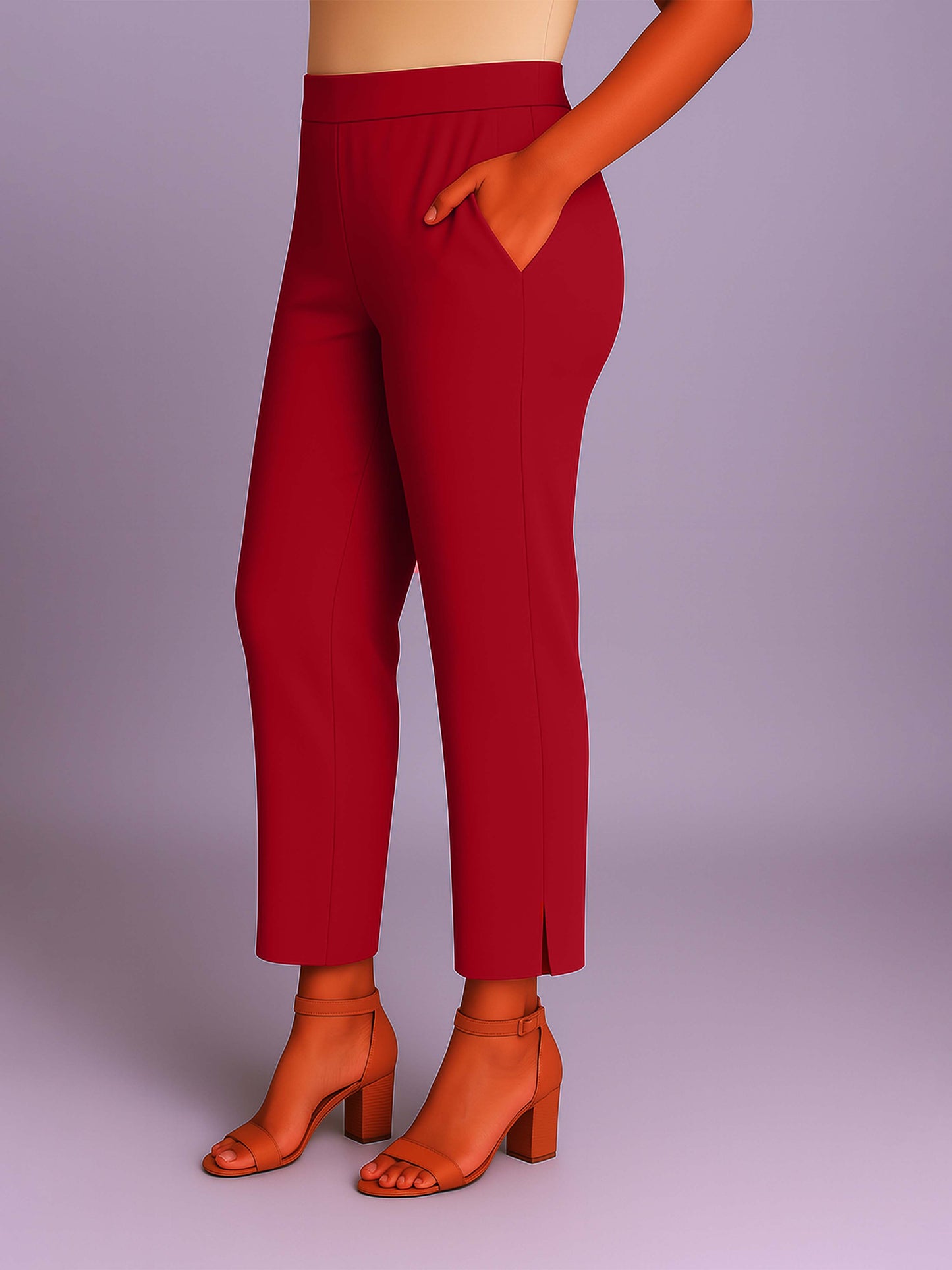 Blood Red Women's Solid Cotton Lycra Kurti Pant