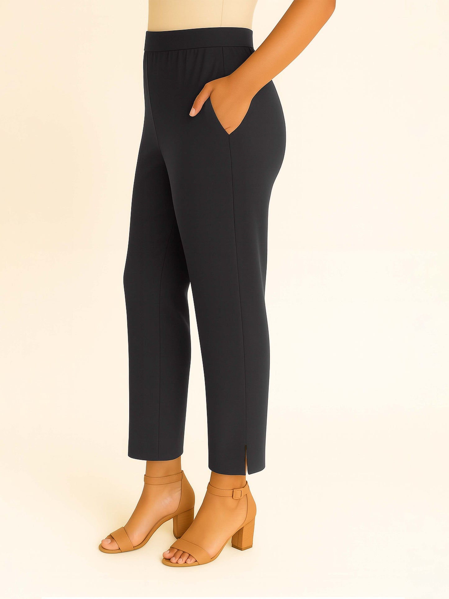 Charcoal Women's Solid Cotton Lycra Kurti Pant