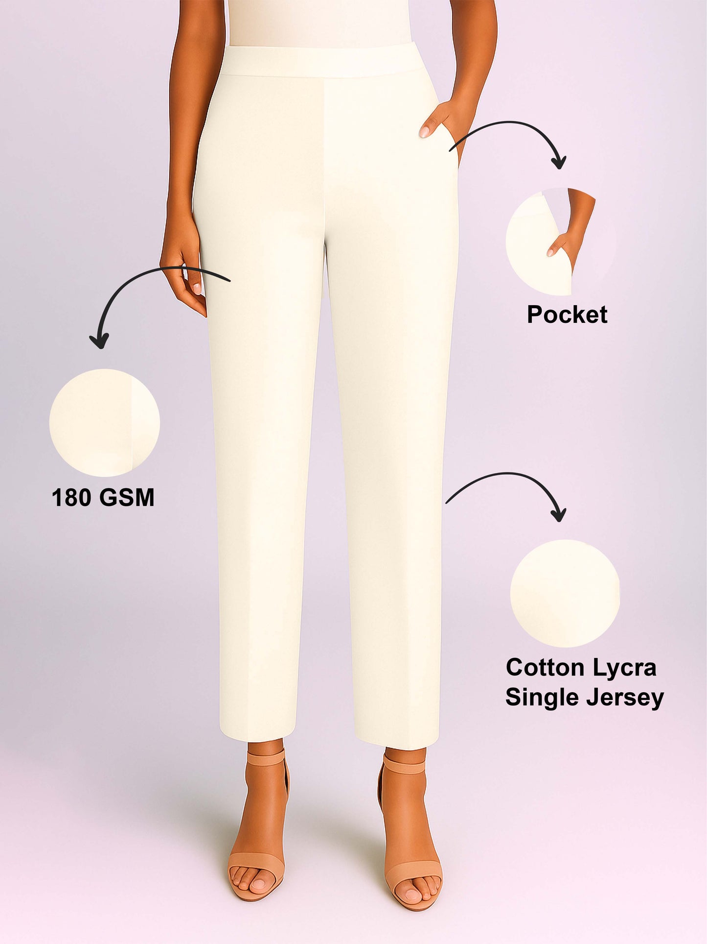 Off White Women's Solid Cotton Lycra Kurti Pant