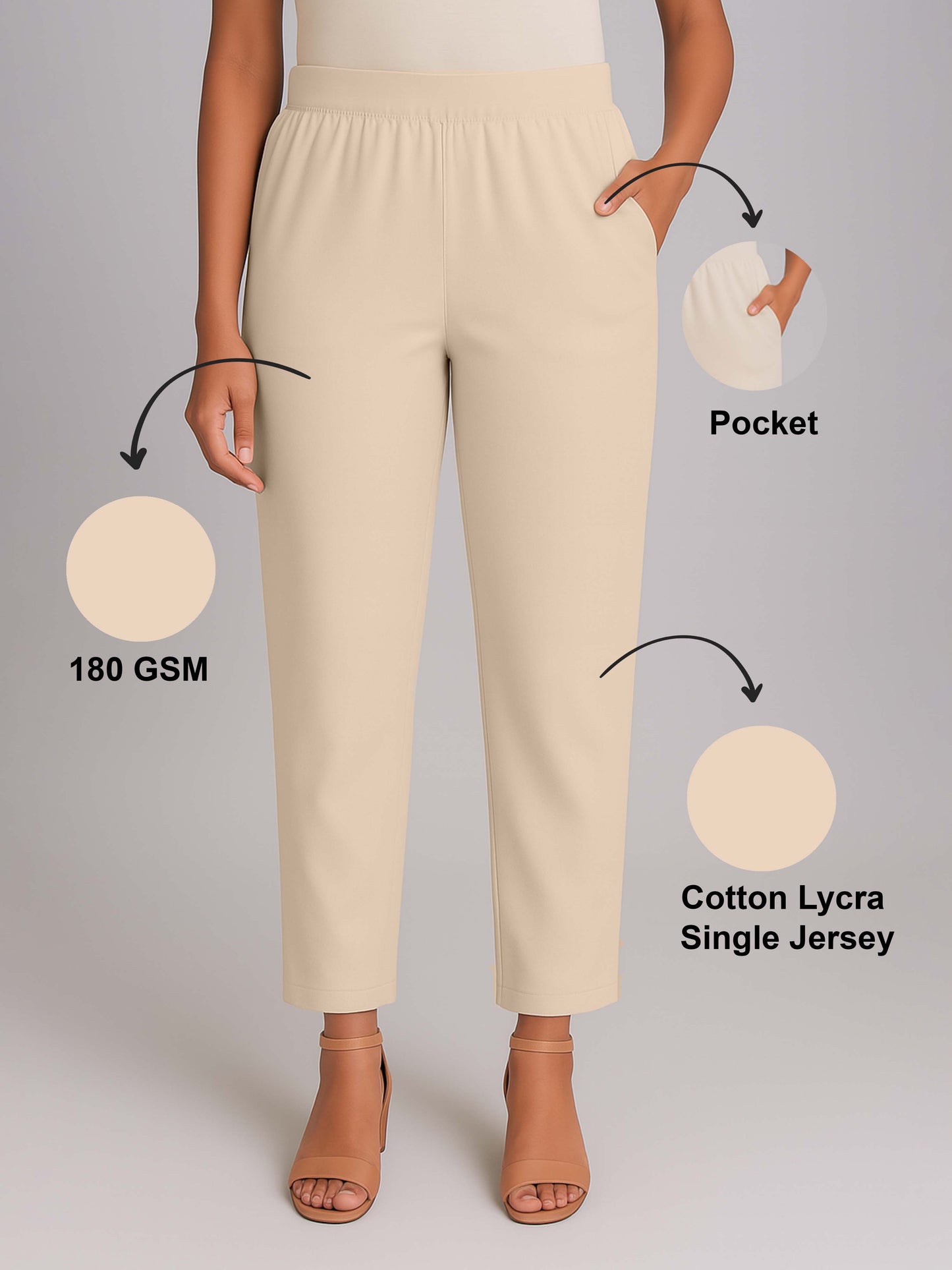 Sandshell Women's Solid Cotton Lycra Kurti Pant