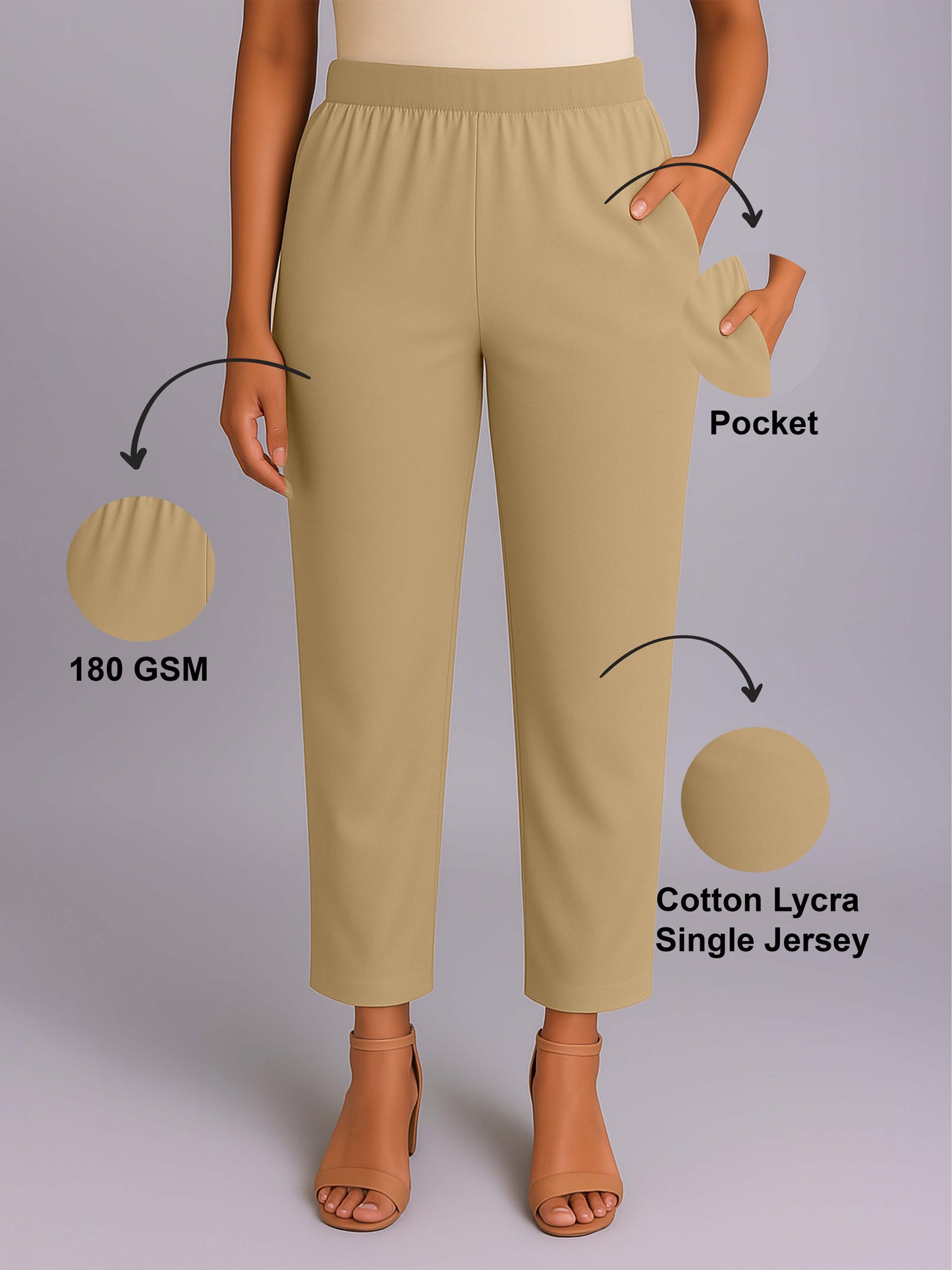 Fawn Women's Solid Cotton Lycra Kurti Pant
