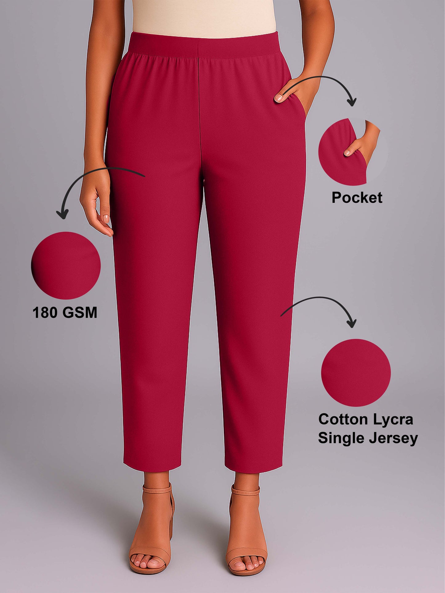 Rose Women's Solid Cotton Lycra Kurti Pant