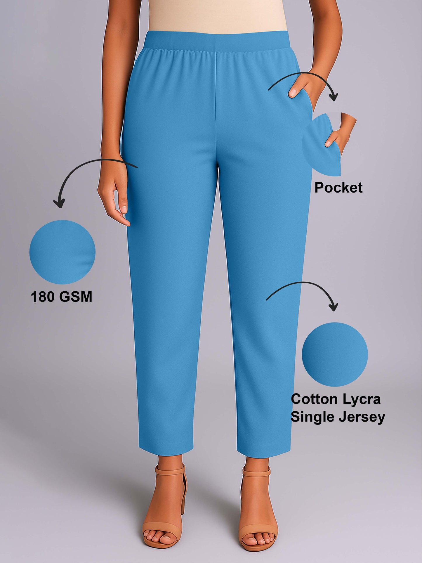 Bonnie Blue Women's Solid Cotton Lycra Kurti Pant