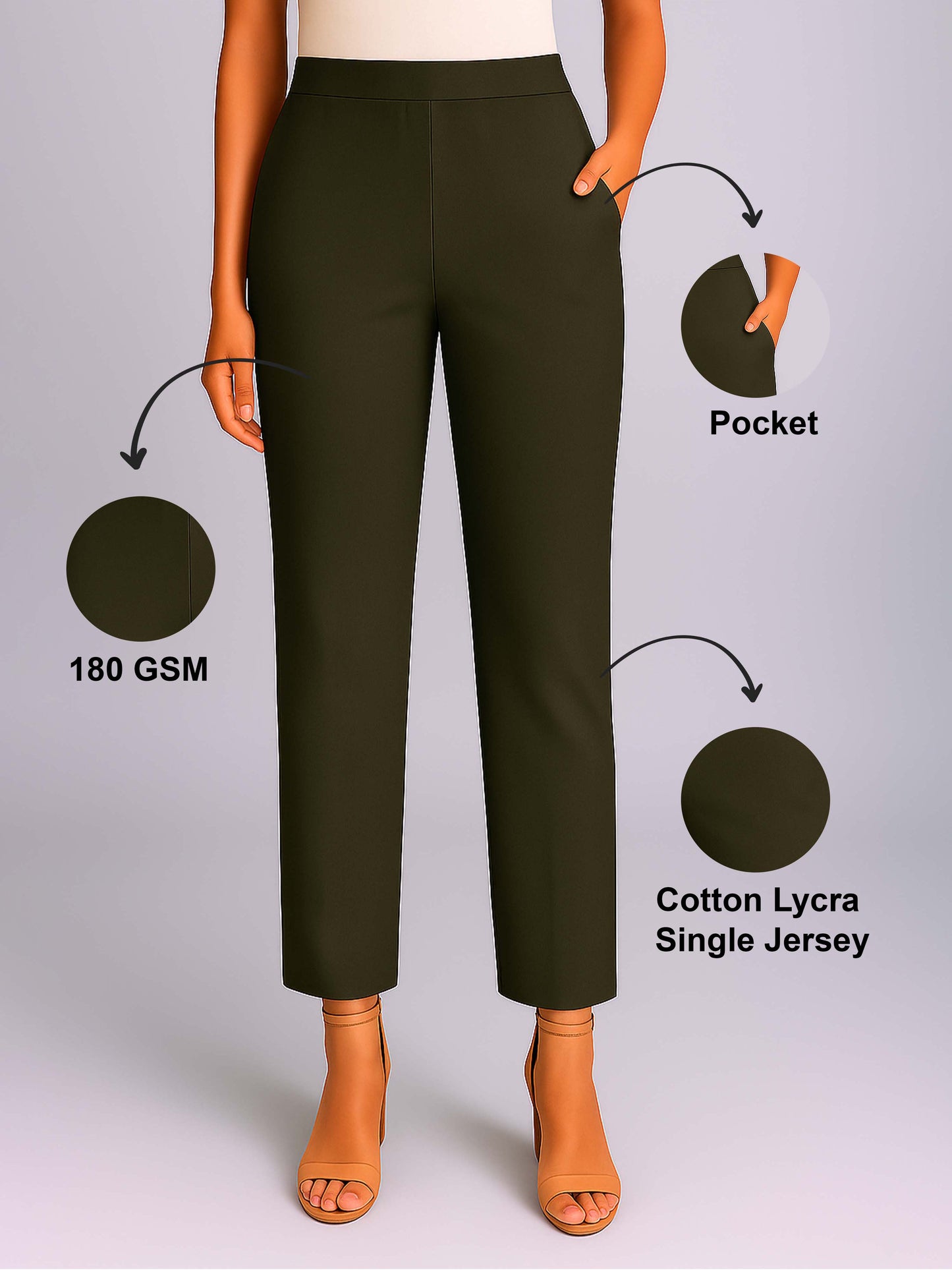 Dark Olive Women's Solid Cotton Lycra Kurti Pant