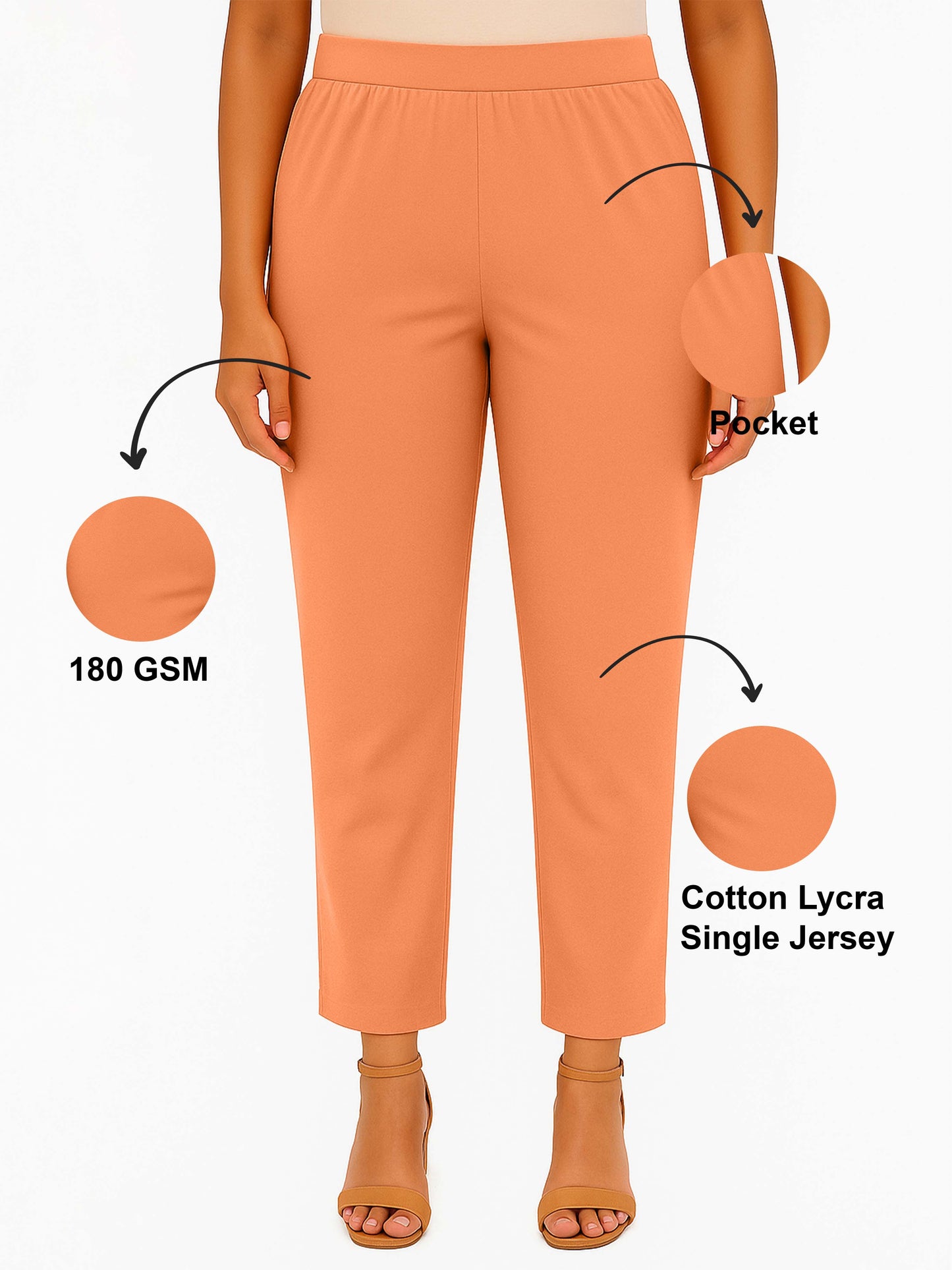 Salmon Buff Women's Solid Cotton Lycra Kurti Pant