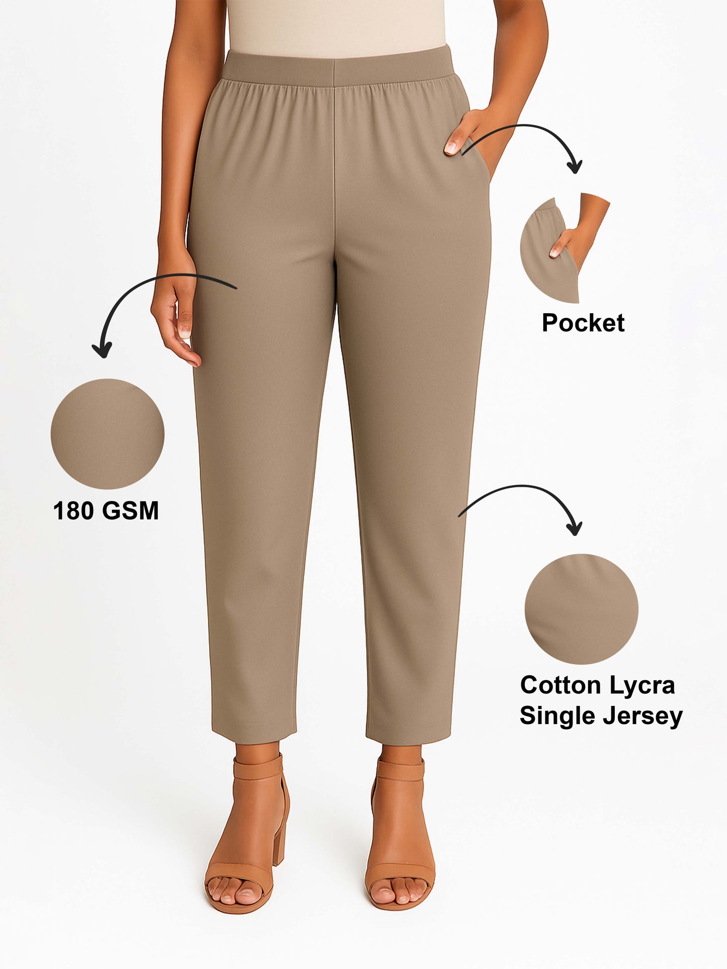 Oxford Tan Women's Solid Cotton Lycra Kurti Pant