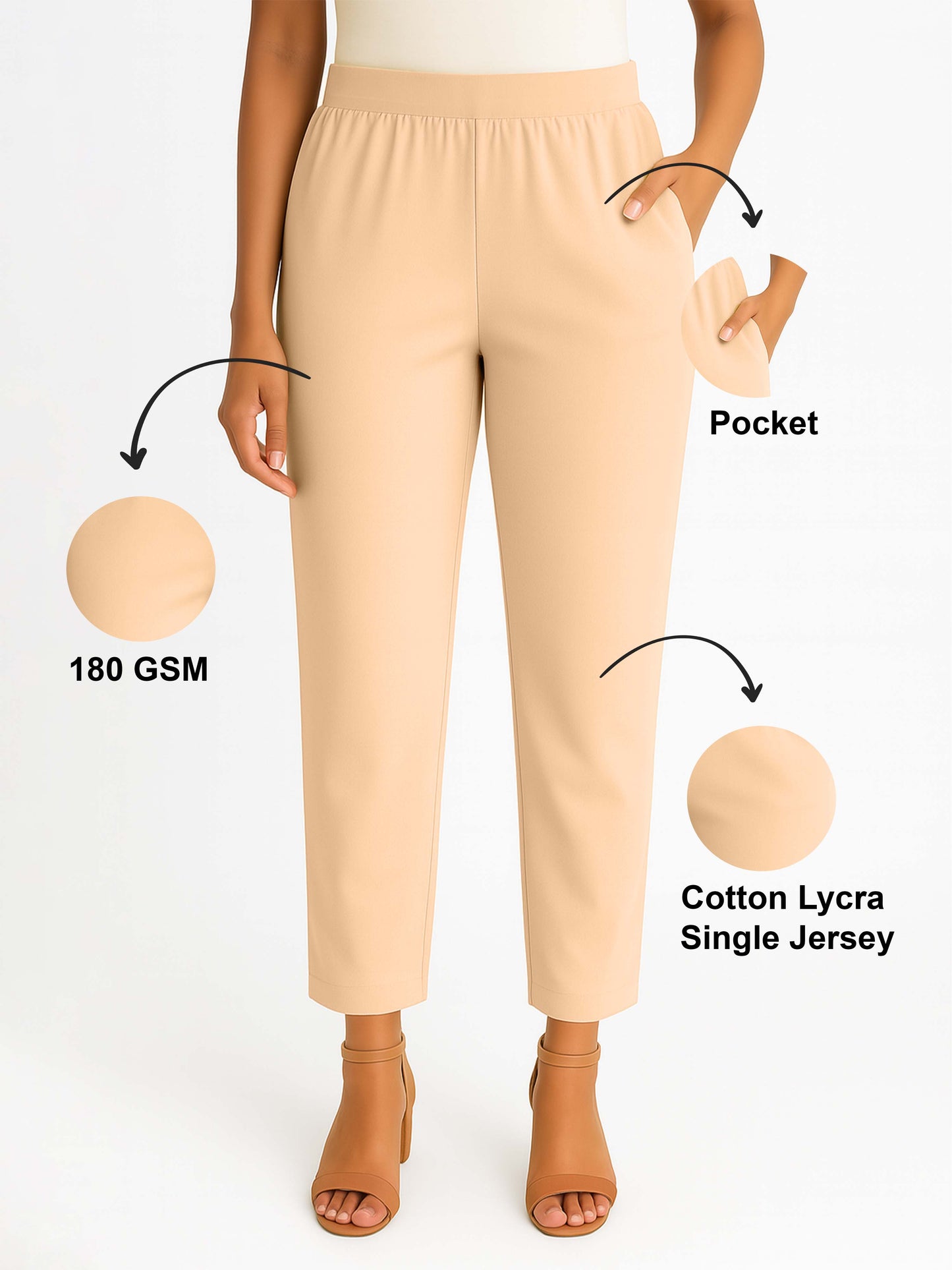 Peach Women's Solid Cotton Lycra Kurti Pant