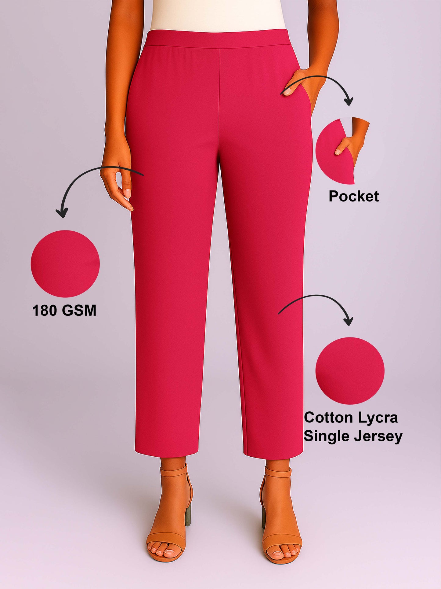 Fuchsia Women's Solid Cotton Lycra Kurti Pant