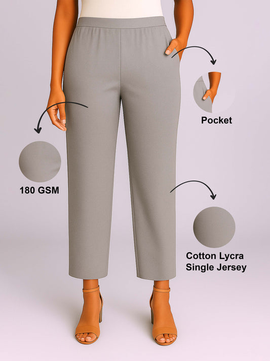 Dark Grey Women's Solid Cotton Lycra Kurti Pant