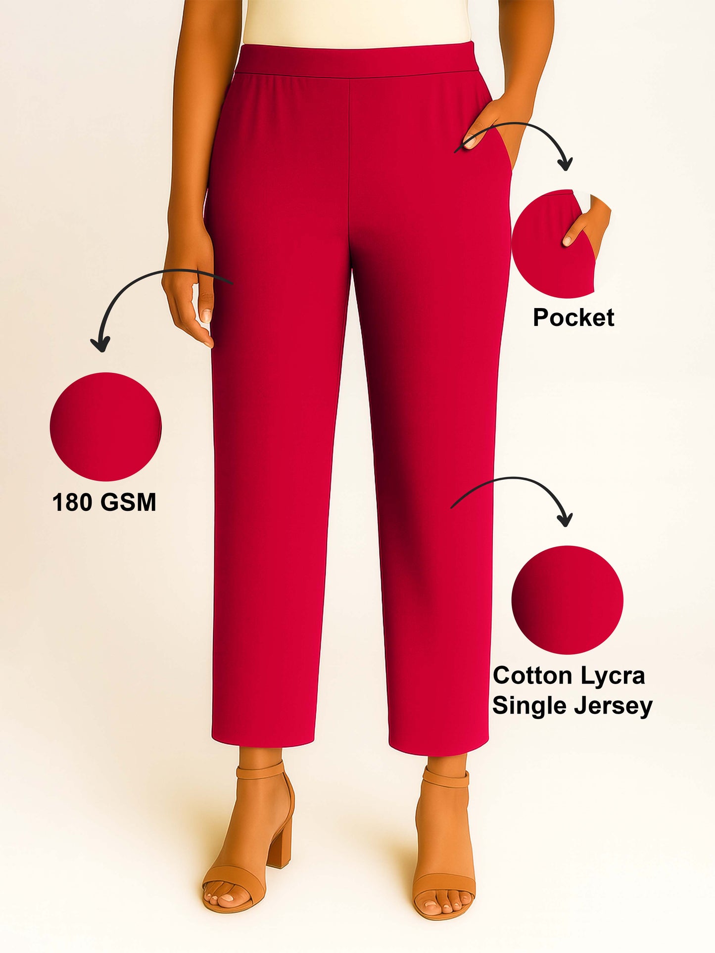 Bubblegum Pink Women's Solid Cotton Lycra Kurti Pant