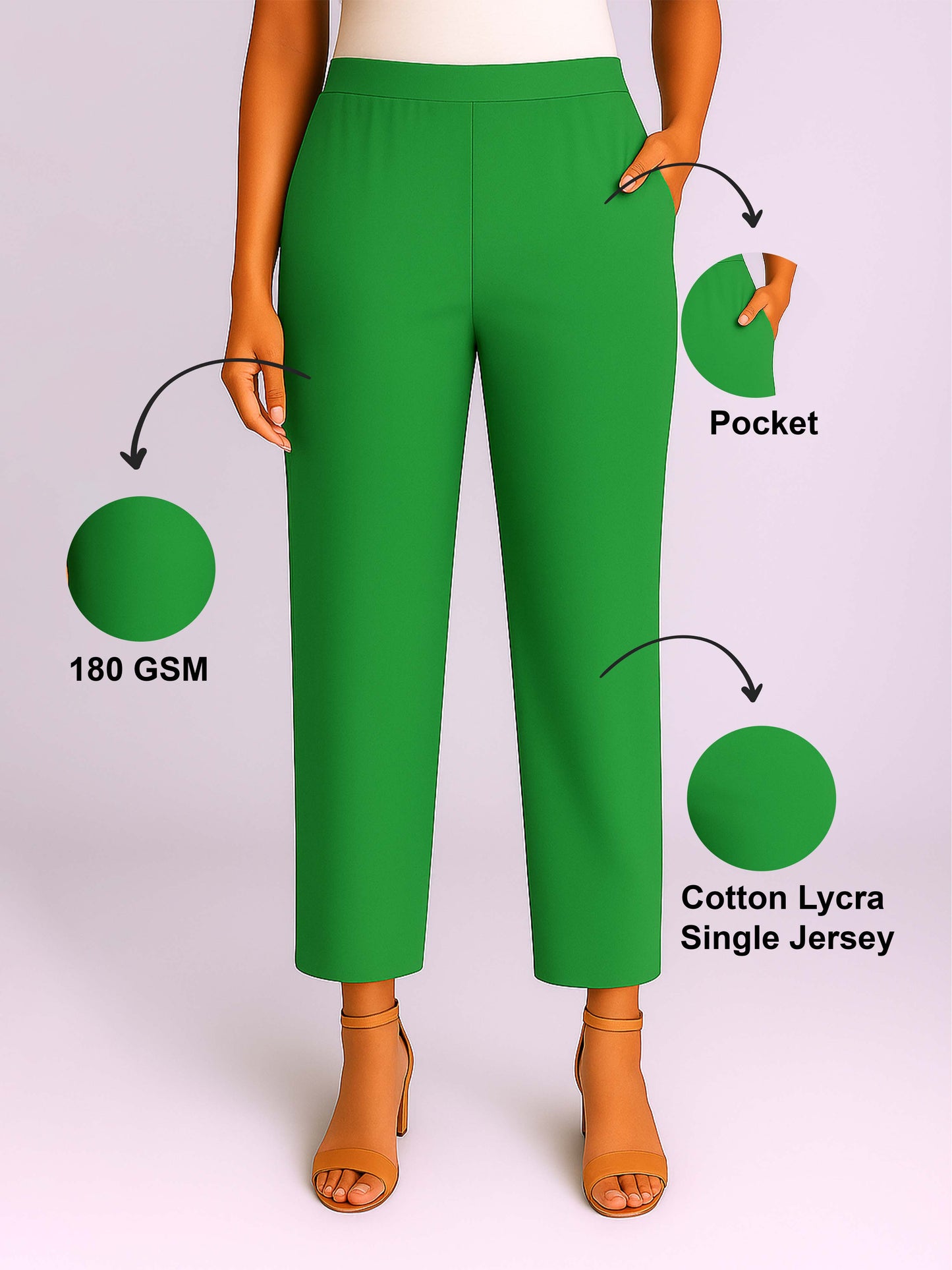 Light Green Women's Solid Cotton Lycra Kurti Pant