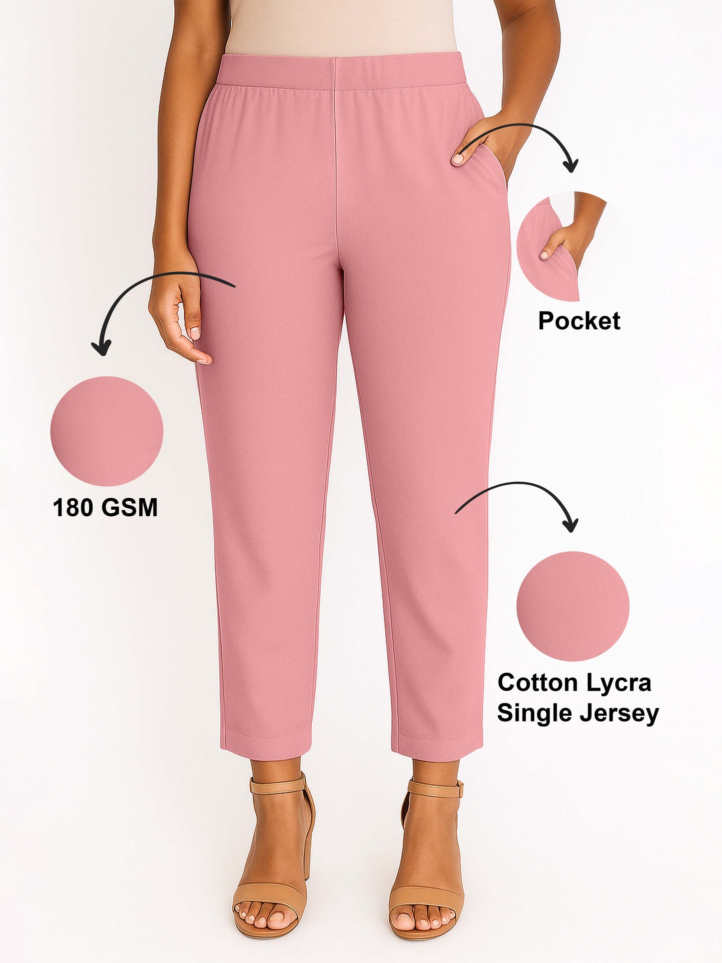 Fragrant Lilac Women's Solid Cotton Lycra Kurti Pant