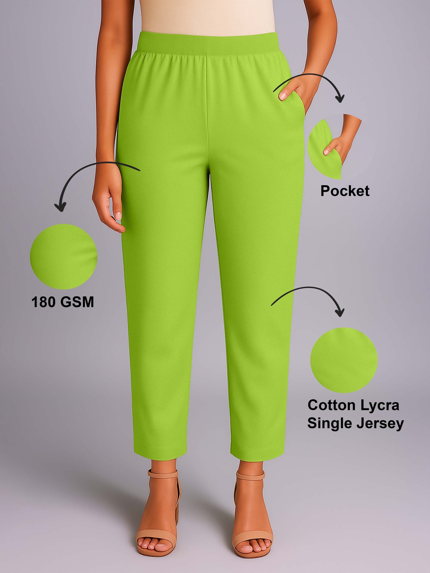 Parrot Green Women's Solid Cotton Lycra Kurti Pant