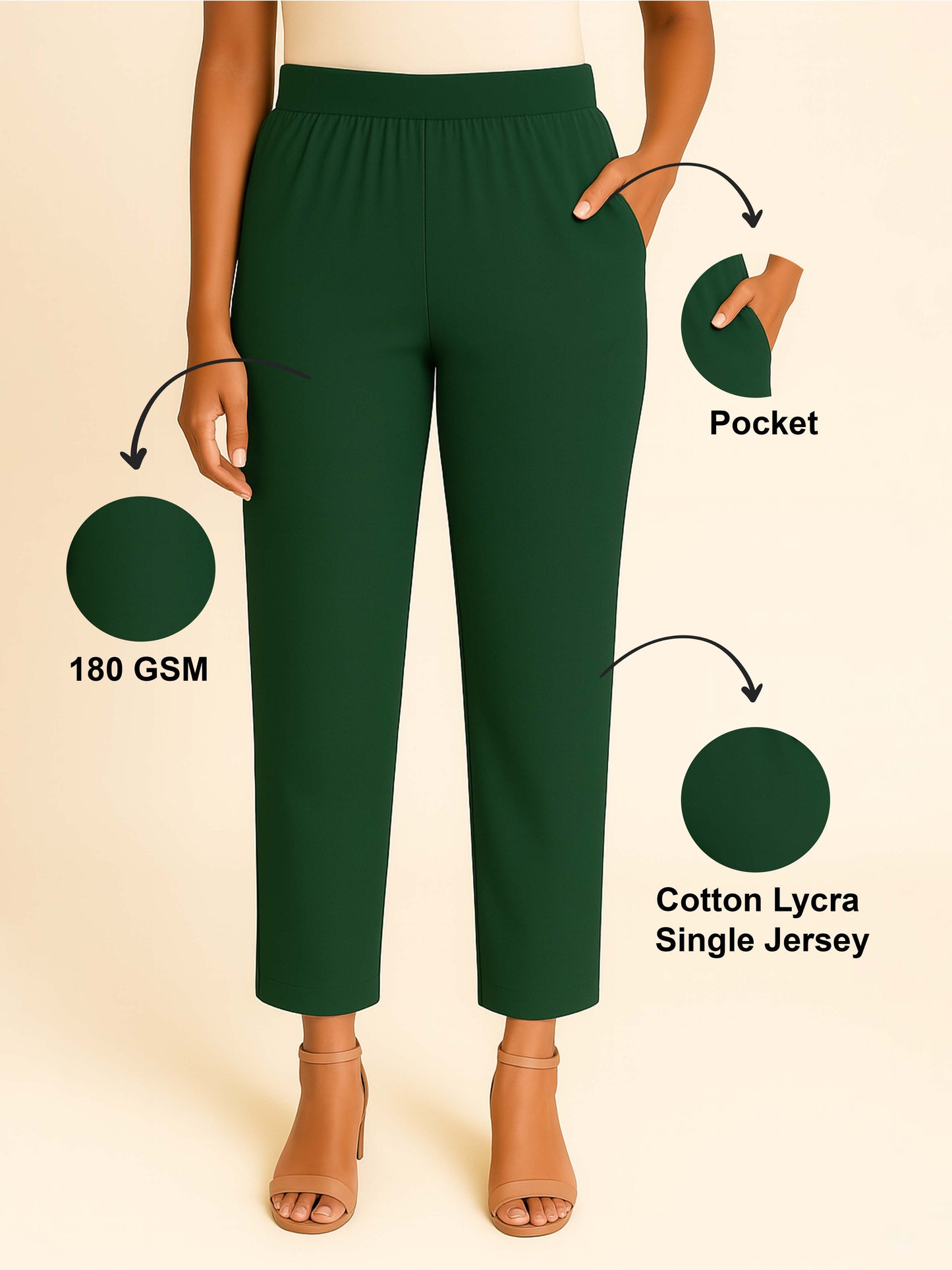 Hunter Green Women's Solid Cotton Lycra Kurti Pant