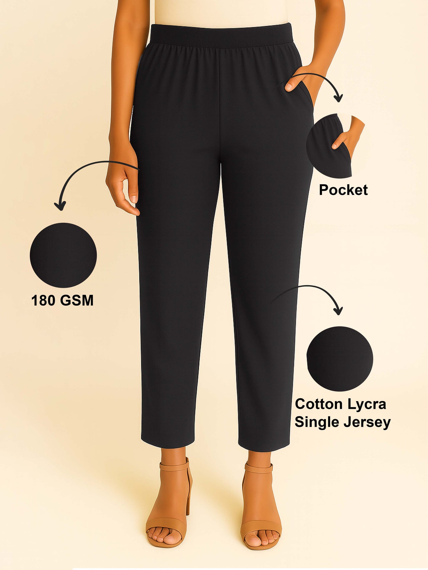 Charcoal Women's Solid Cotton Lycra Kurti Pant