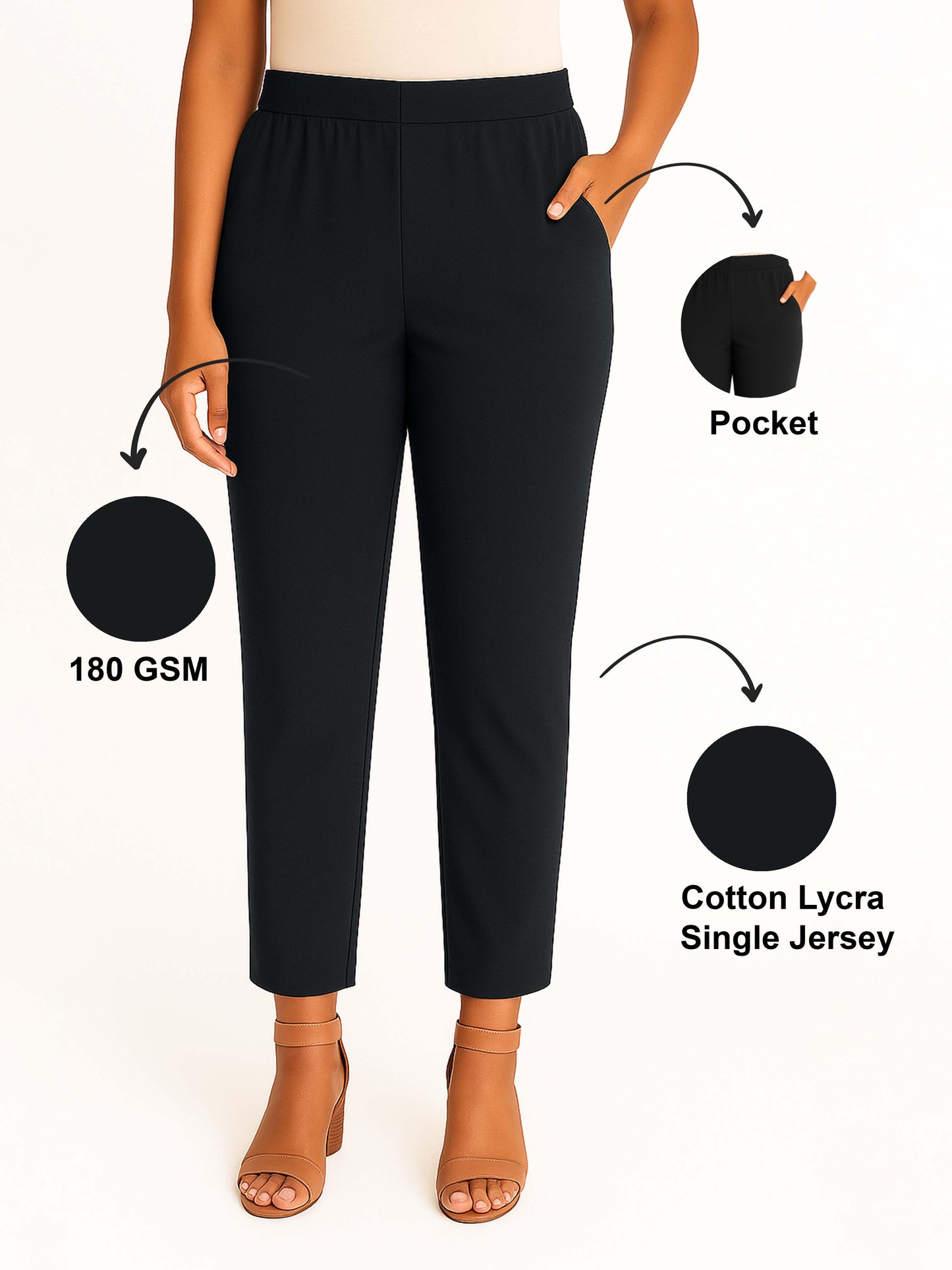 Smokey Blue Women's Solid Cotton Lycra Kurti Pant