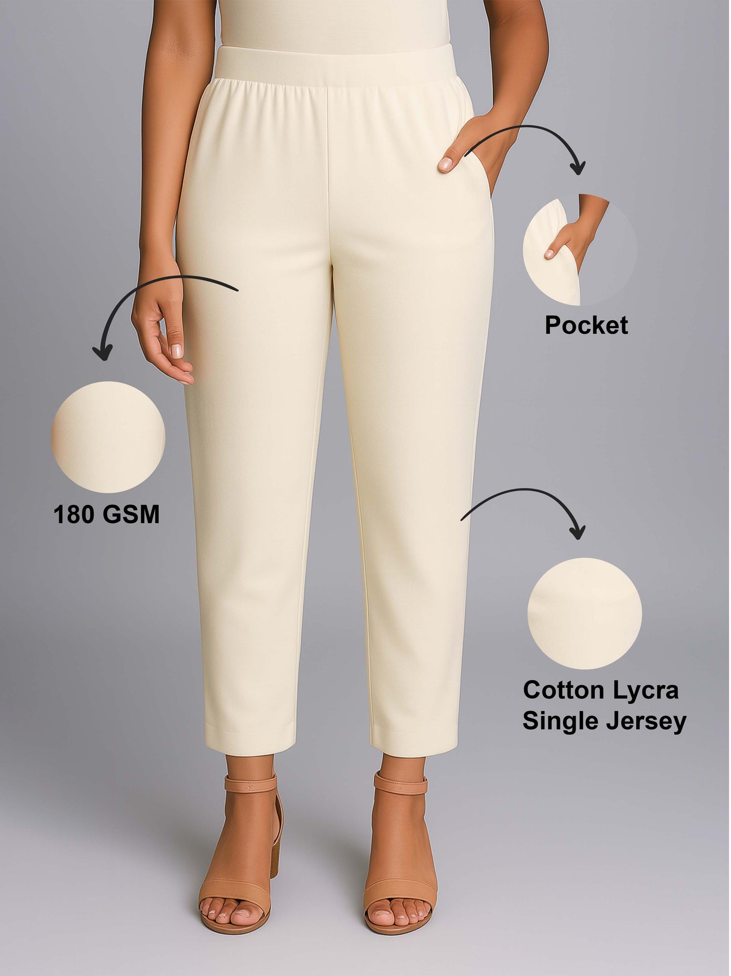 Powder Puff Women's Solid Cotton Lycra Kurti Pant