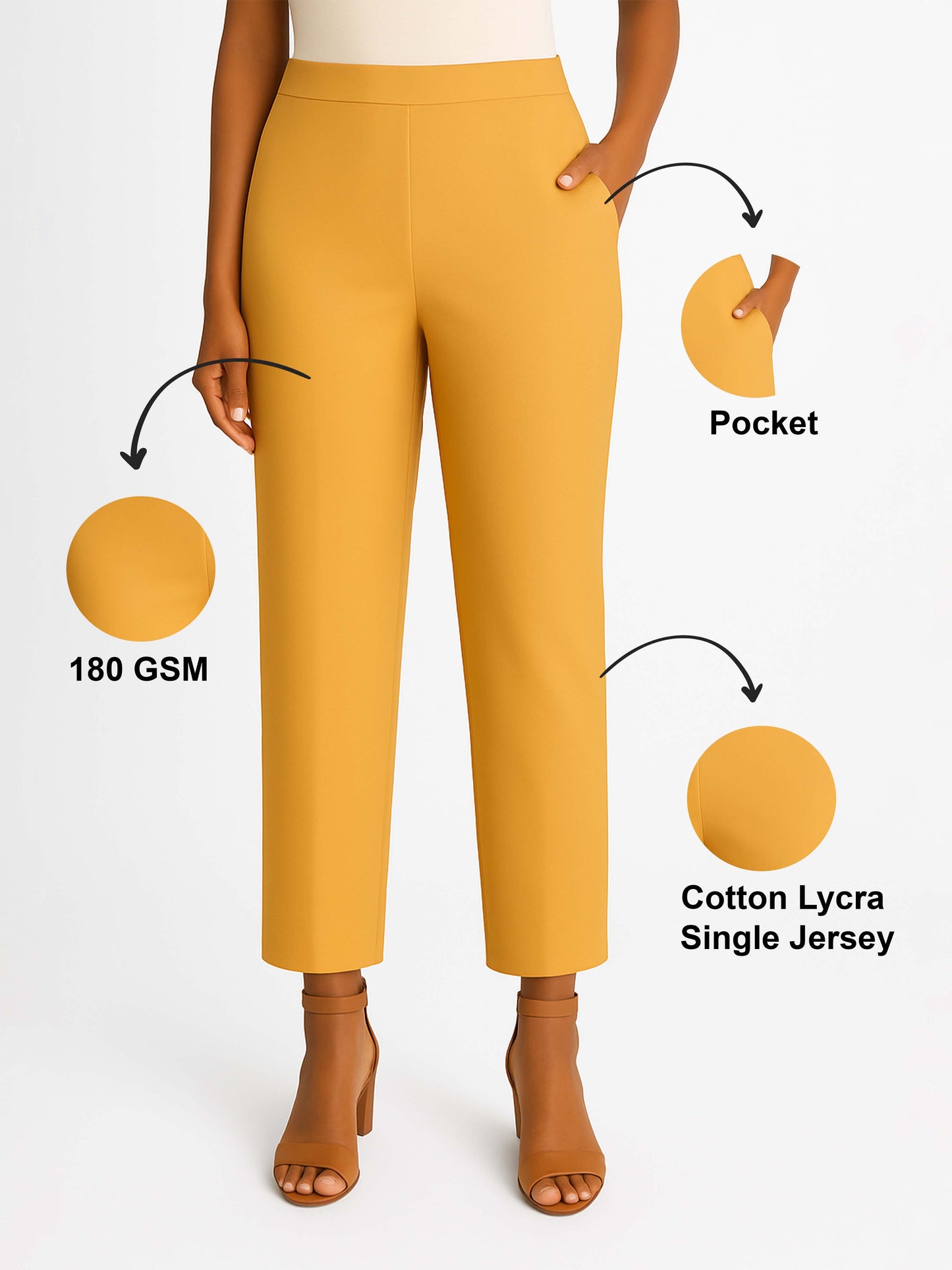 Light Mustard Women's Solid Cotton Lycra Kurti Pant