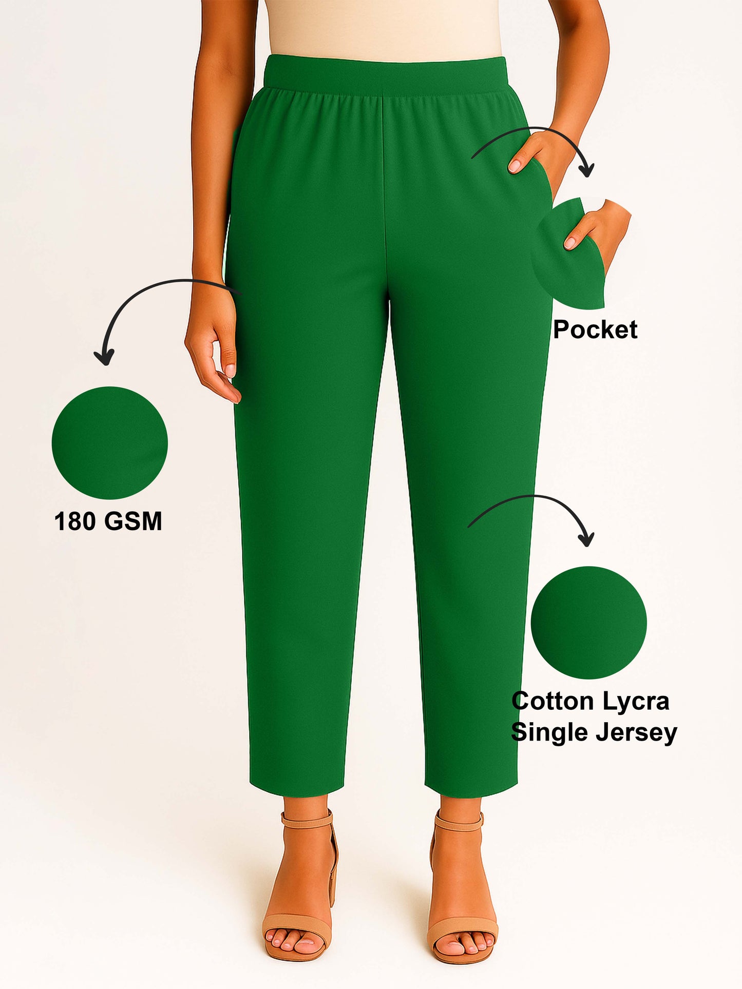 Forest Green Women's Solid Cotton Lycra Kurti Pant