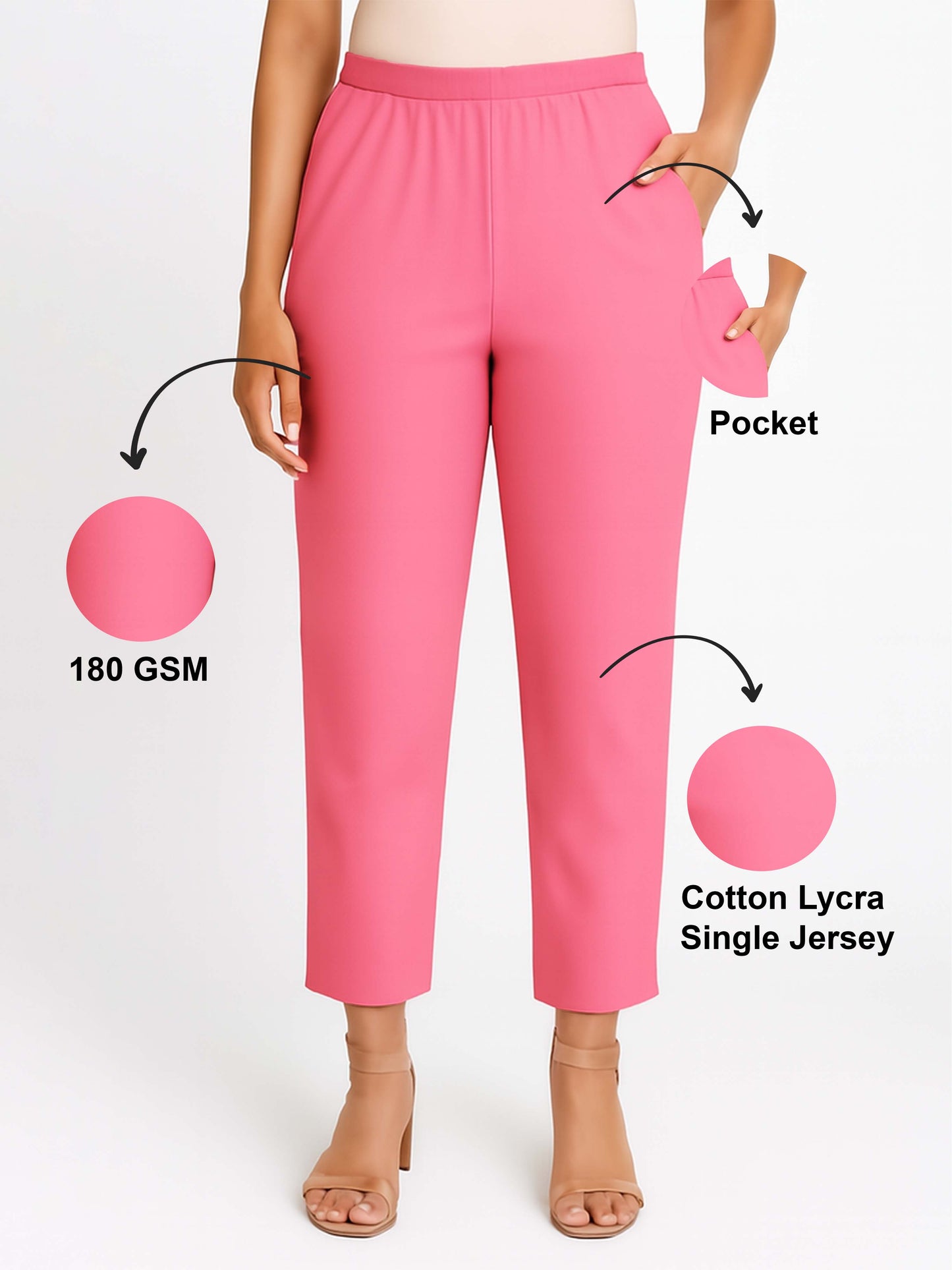Light Cherry Women's Solid Cotton Lycra Kurti Pant