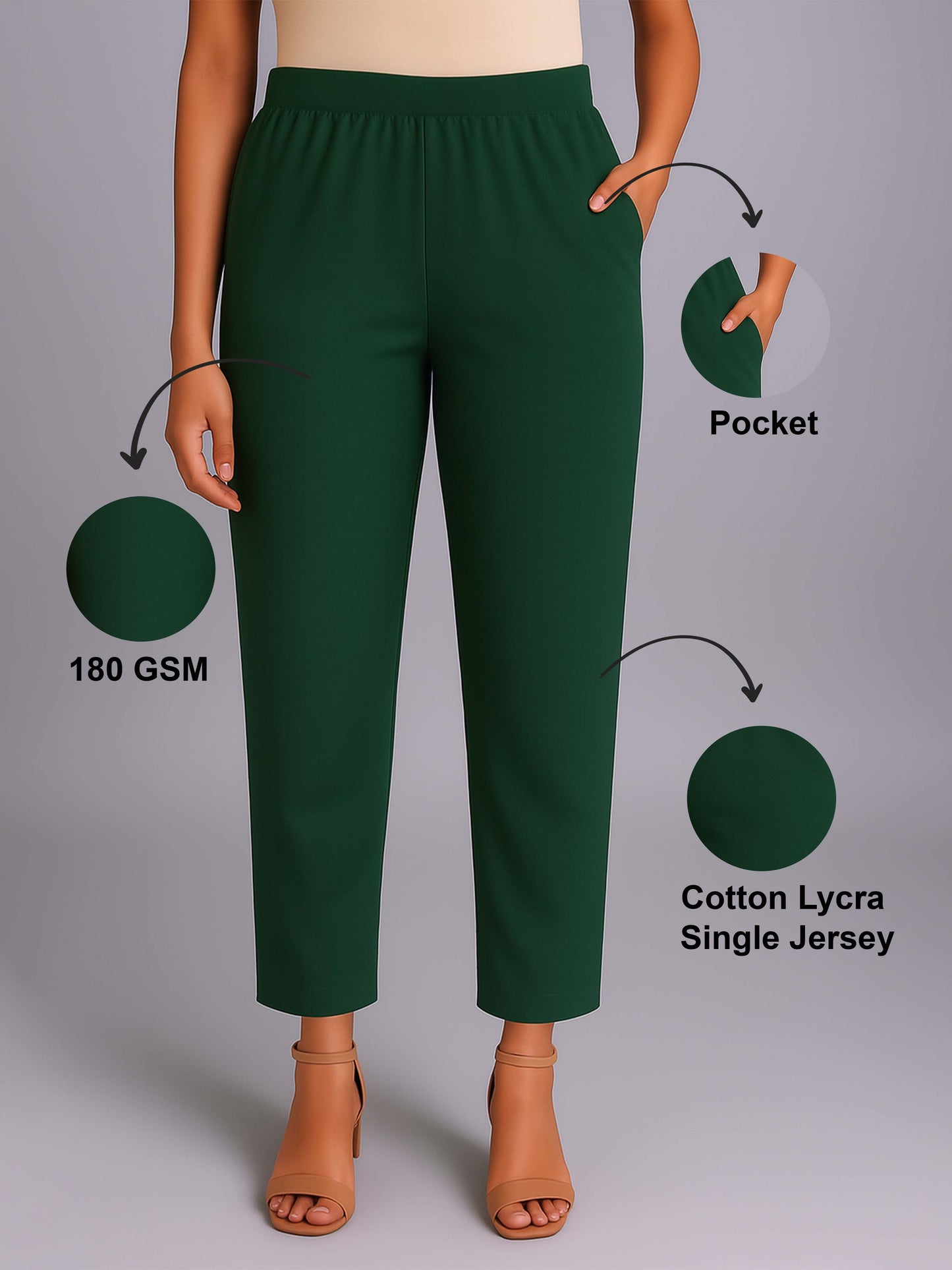 Rama Green Women's Solid Cotton Lycra Kurti Pant