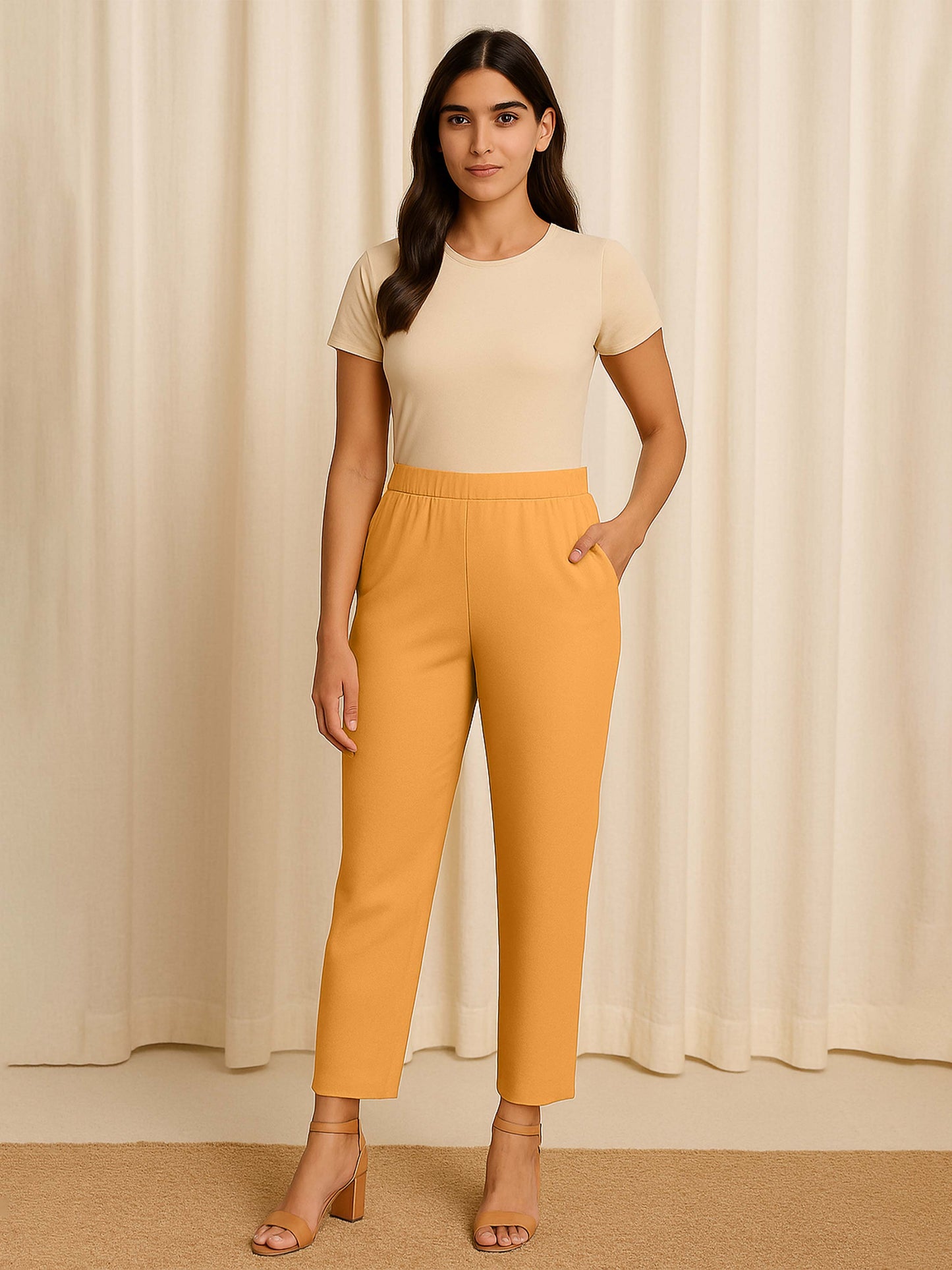 Sand Women's Solid Cotton Lycra Kurti Pant