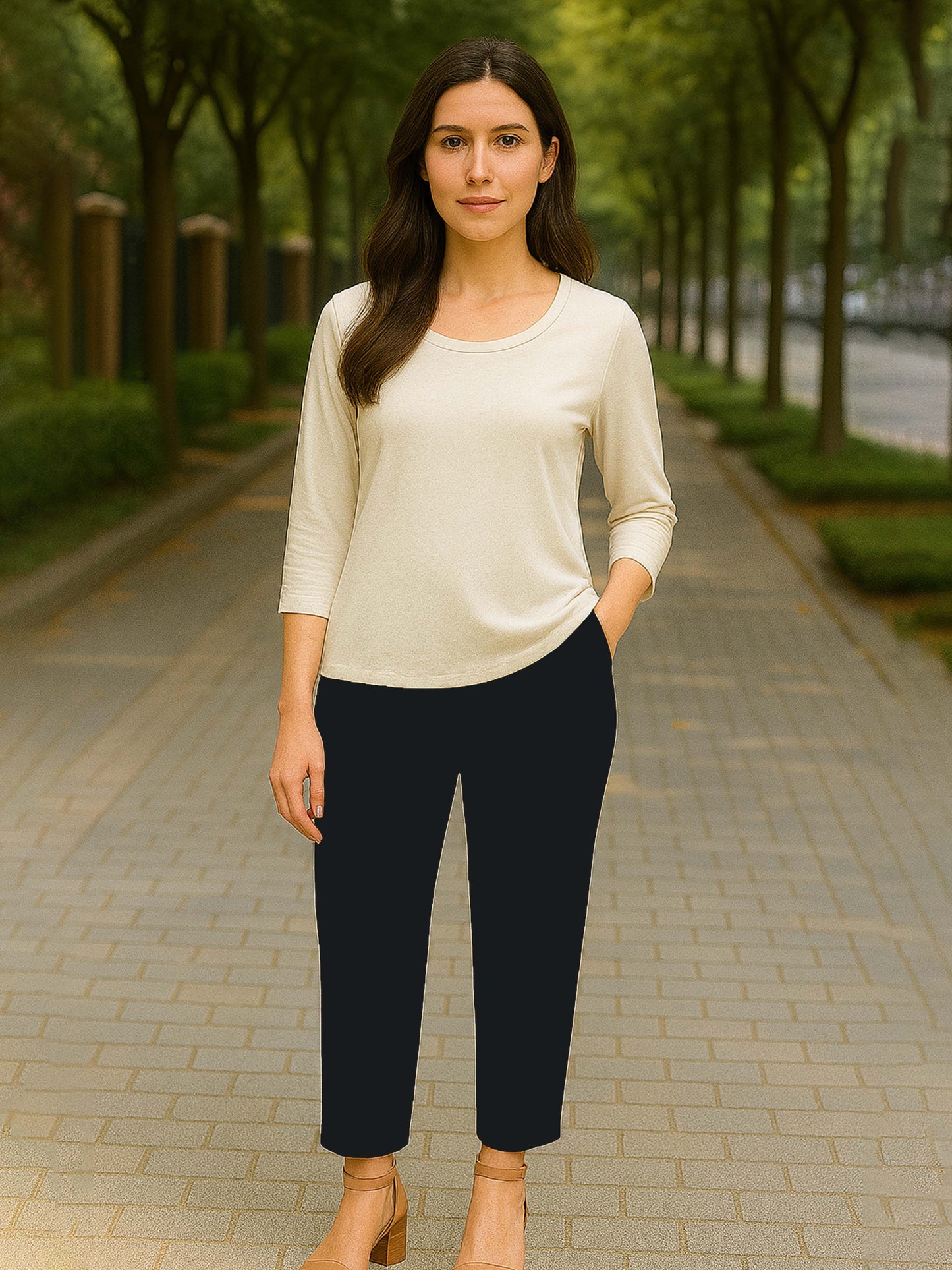 Smokey Blue Women's Solid Cotton Lycra Kurti Pant