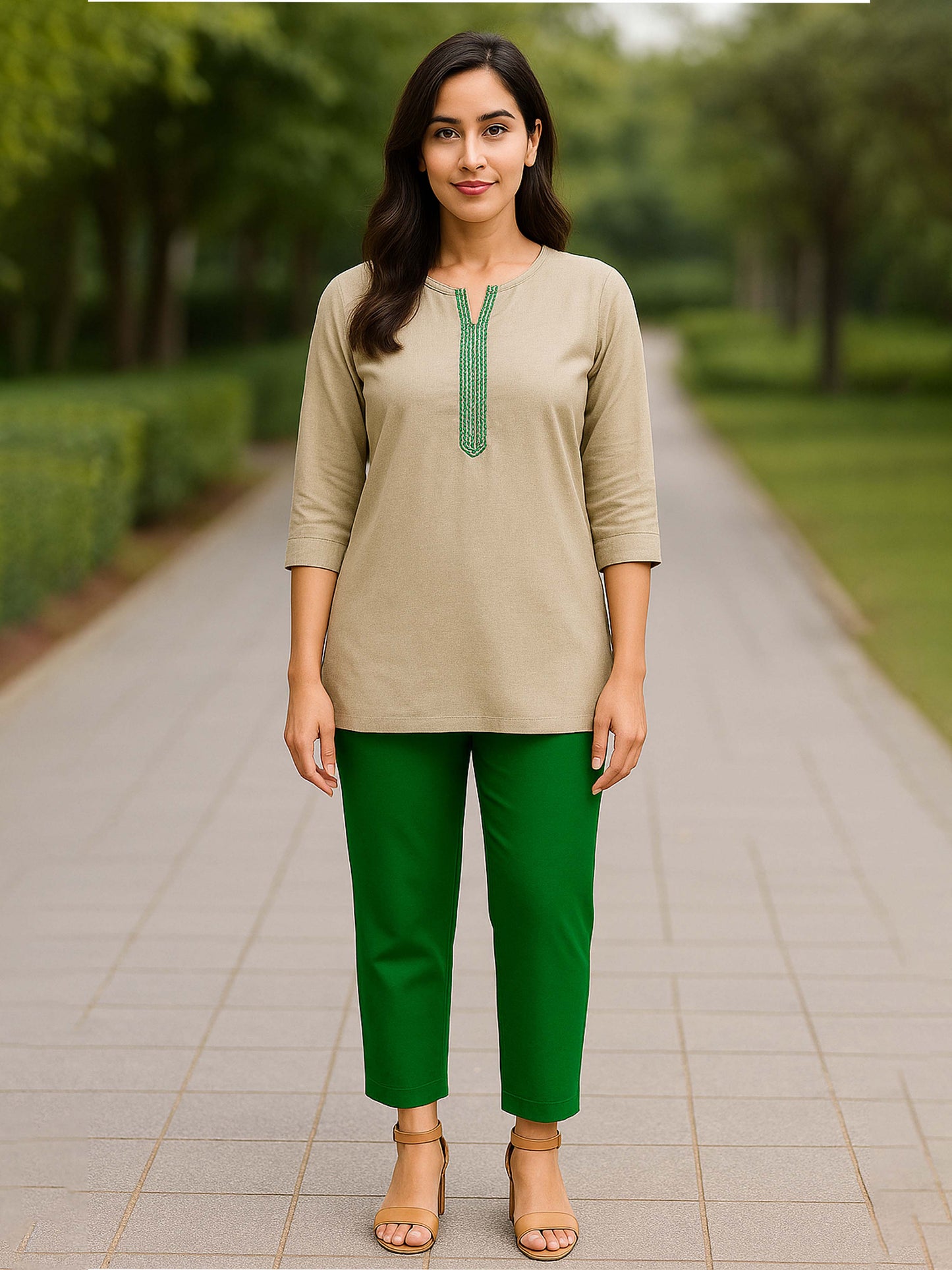 Forest Green Women's Solid Cotton Lycra Kurti Pant