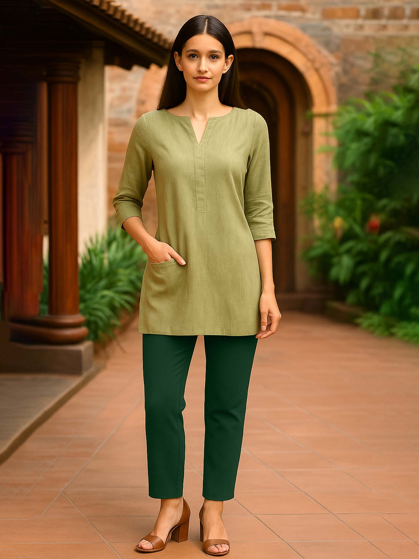 Rama Green Women's Solid Cotton Lycra Kurti Pant