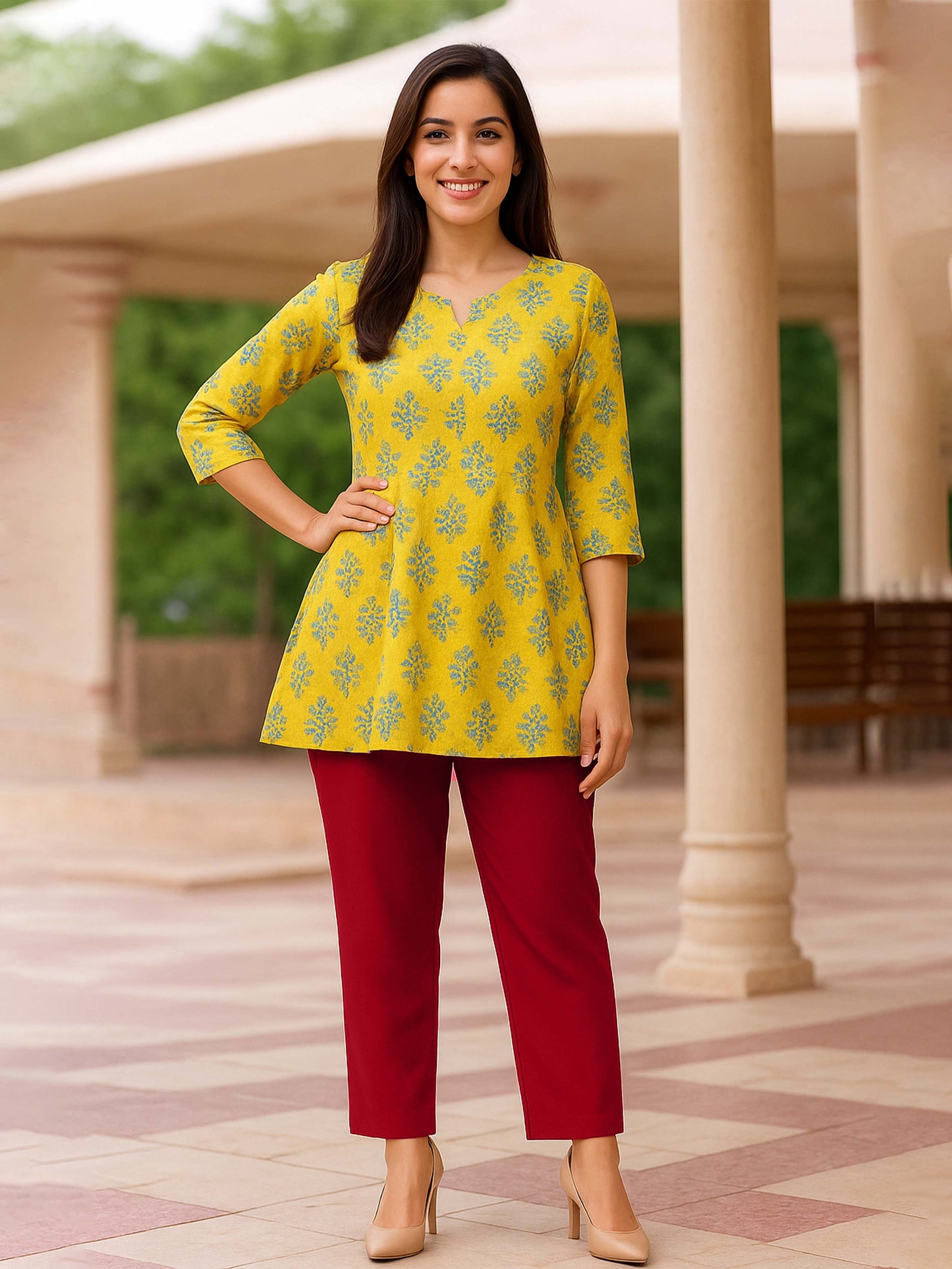 Blood Red Women's Solid Cotton Lycra Kurti Pant
