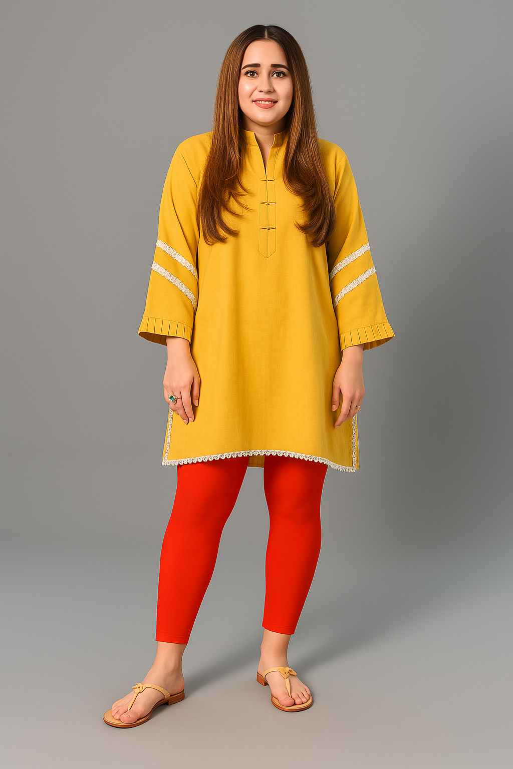 Women's Ankle Length Slim Fit Soft Stretchable Cotton Blend Nasturtium Leggings