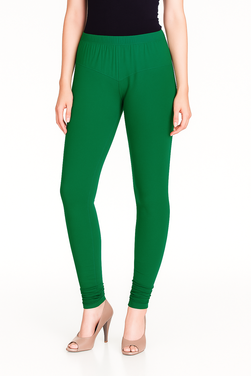 Pak Green Women's Solid Churidar Stretchable Cotton Blend Legging