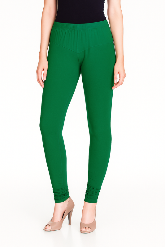 Pak Green Women's Solid Churidar Stretchable Cotton Blend Legging
