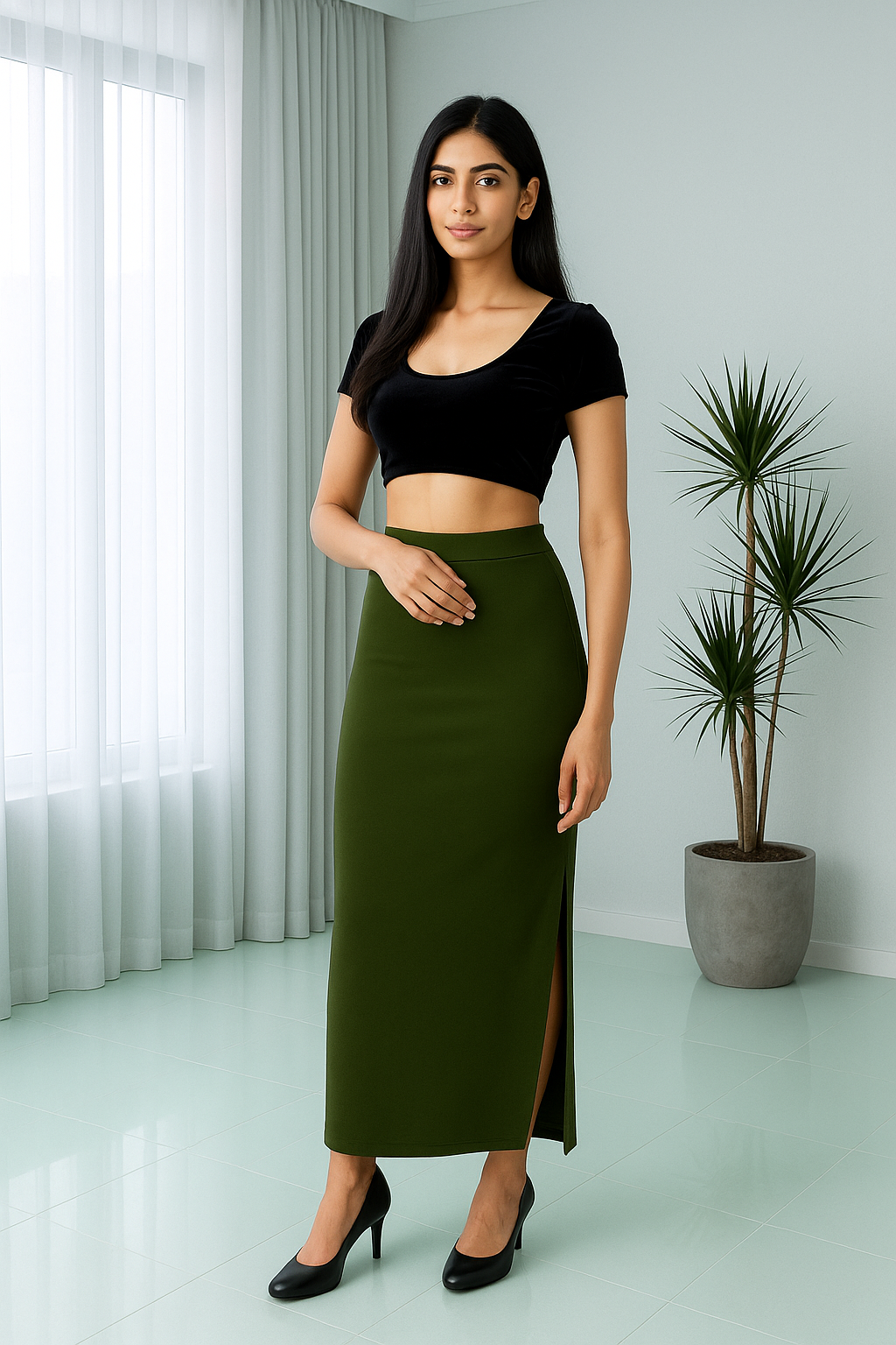 Dark Olive Women's Solid Shapewear