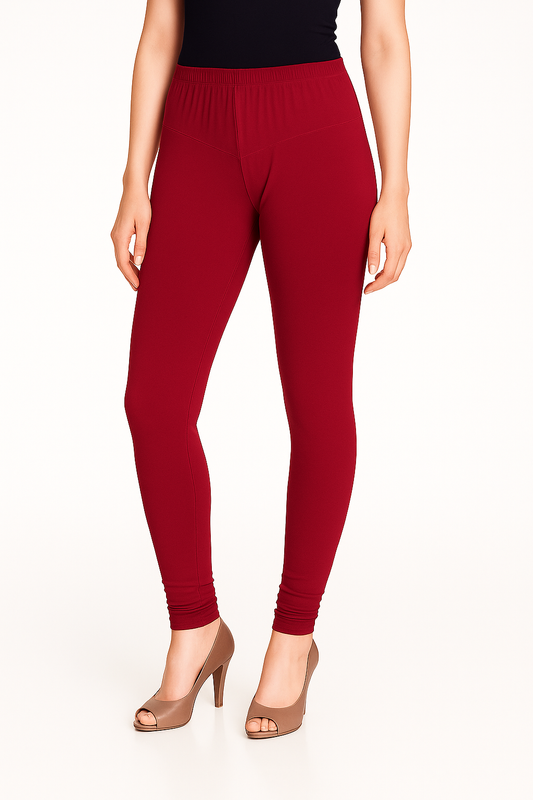 Bubblegum Pink Women's Solid Churidar Stretchable Cotton Blend Legging