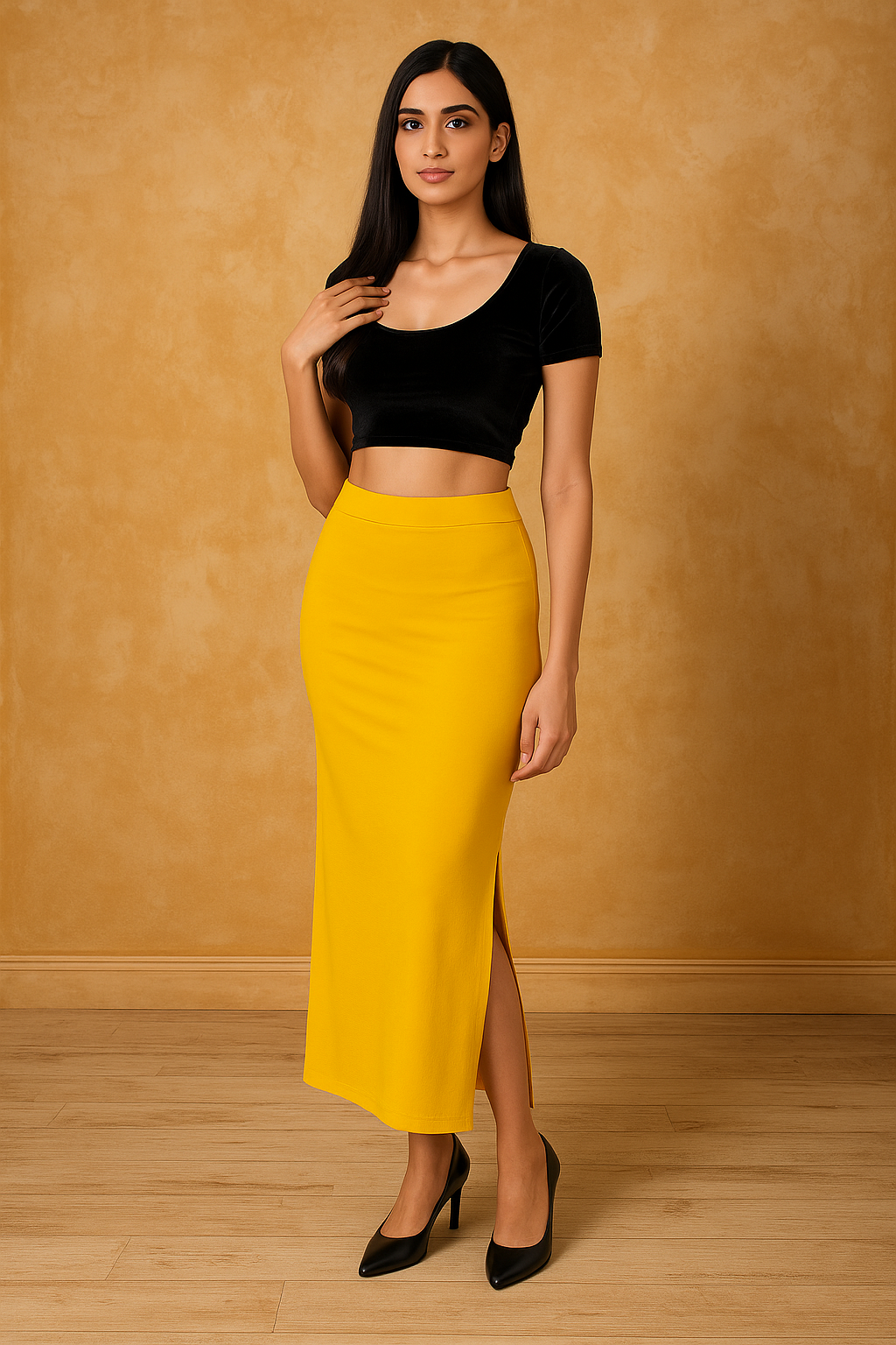 Light Mustard Women's Solid Shapewear