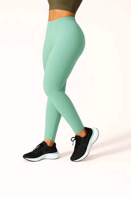 Women's Ankle Length Slim Fit Soft Stretchable Apple Green Cotton Blend Leggings